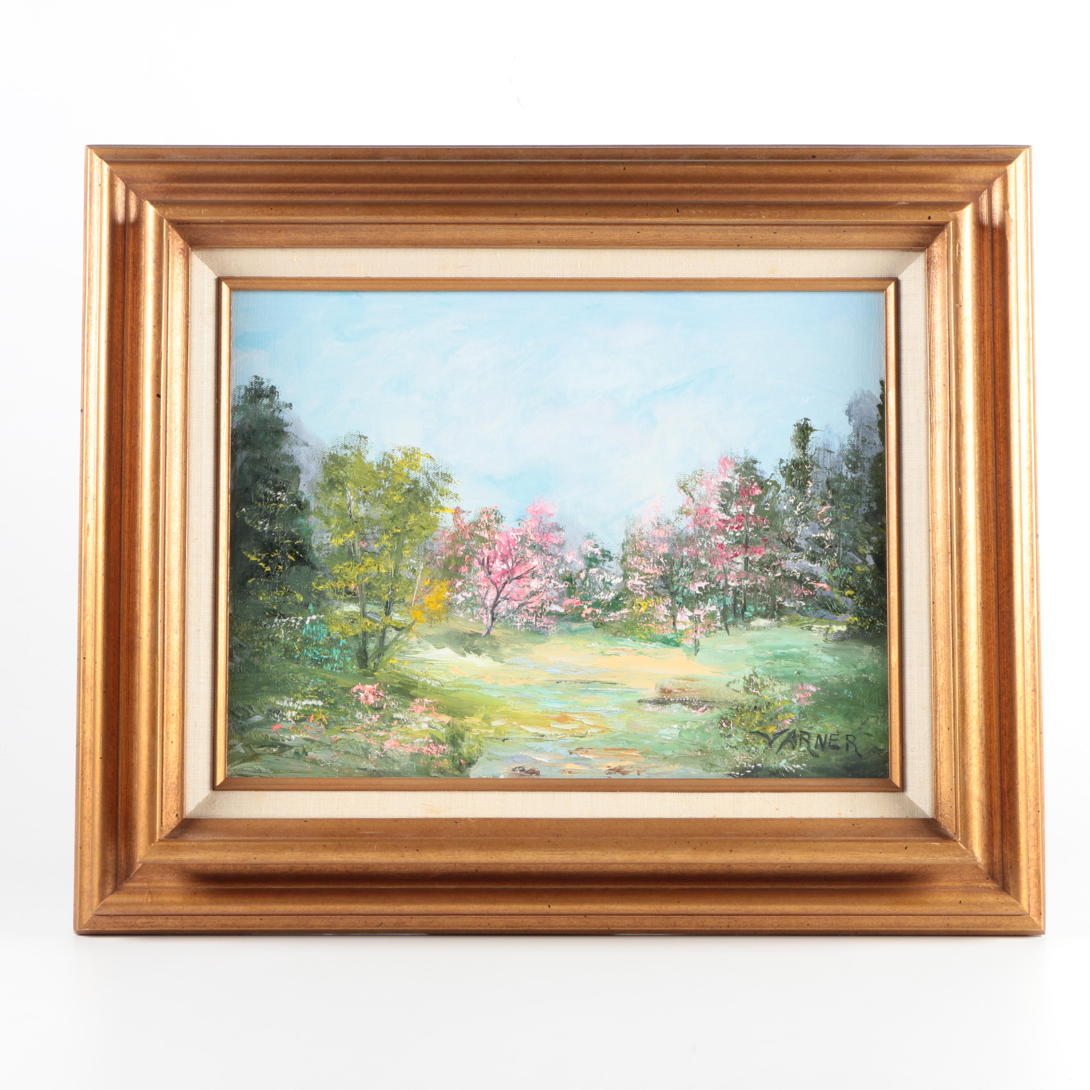 Ann Varner Vintage Oil Painting on Canvas of a Landscape