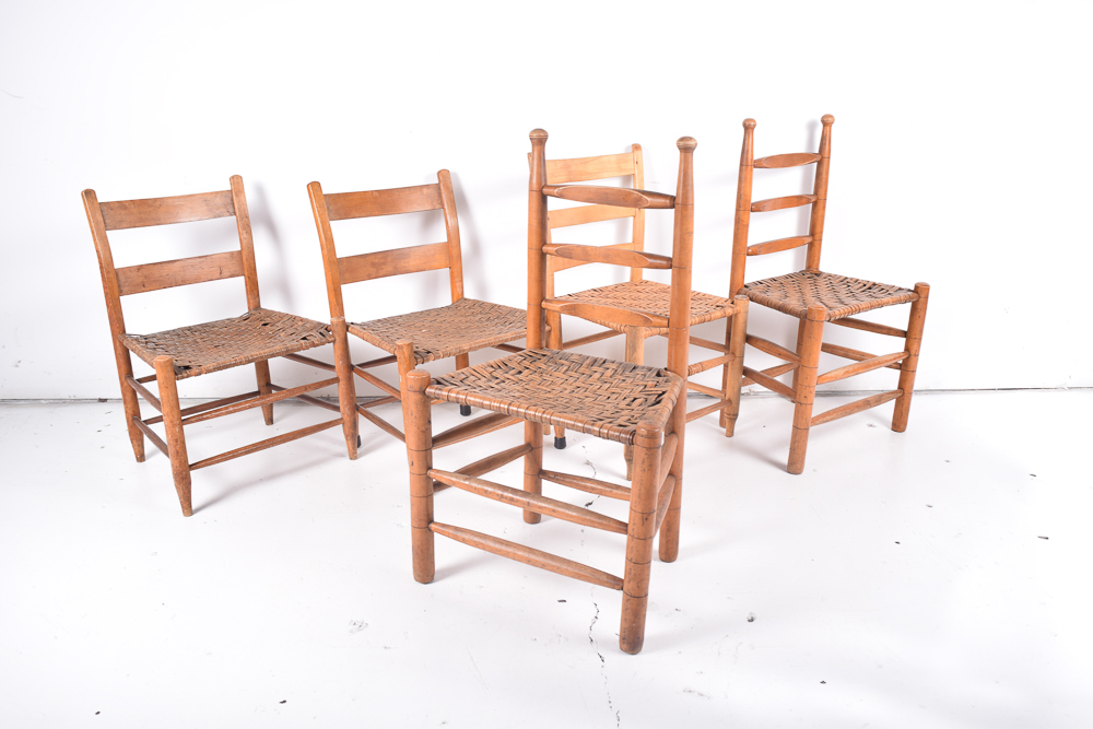 Ladder Back Chairs with Woven Seats