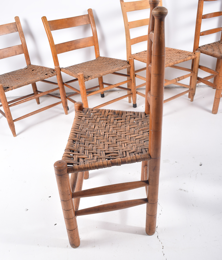 Ladder Back Chairs with Woven Seats