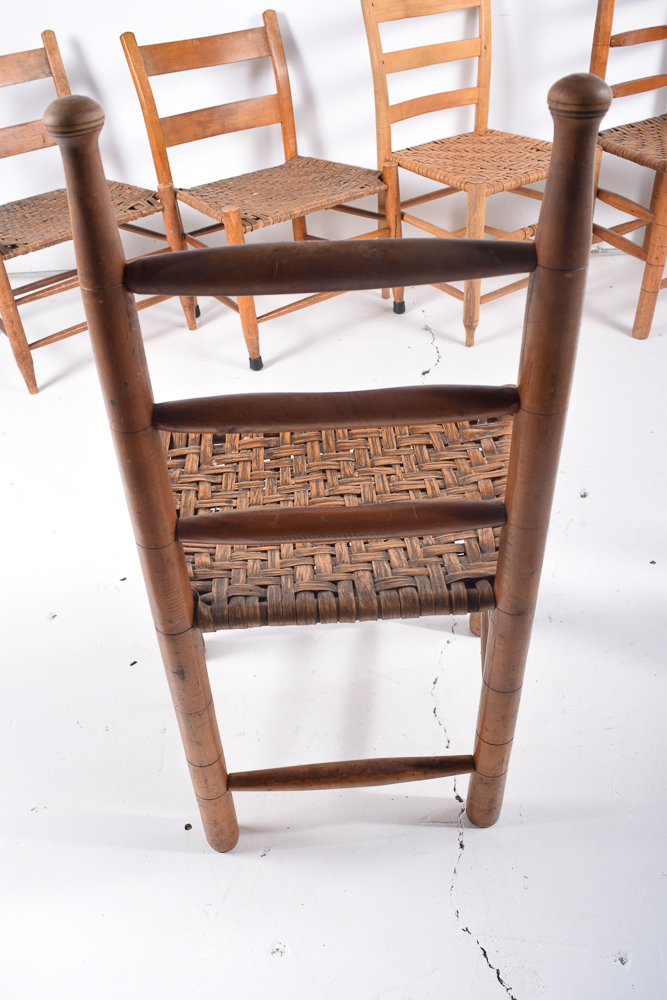 Ladder Back Chairs with Woven Seats
