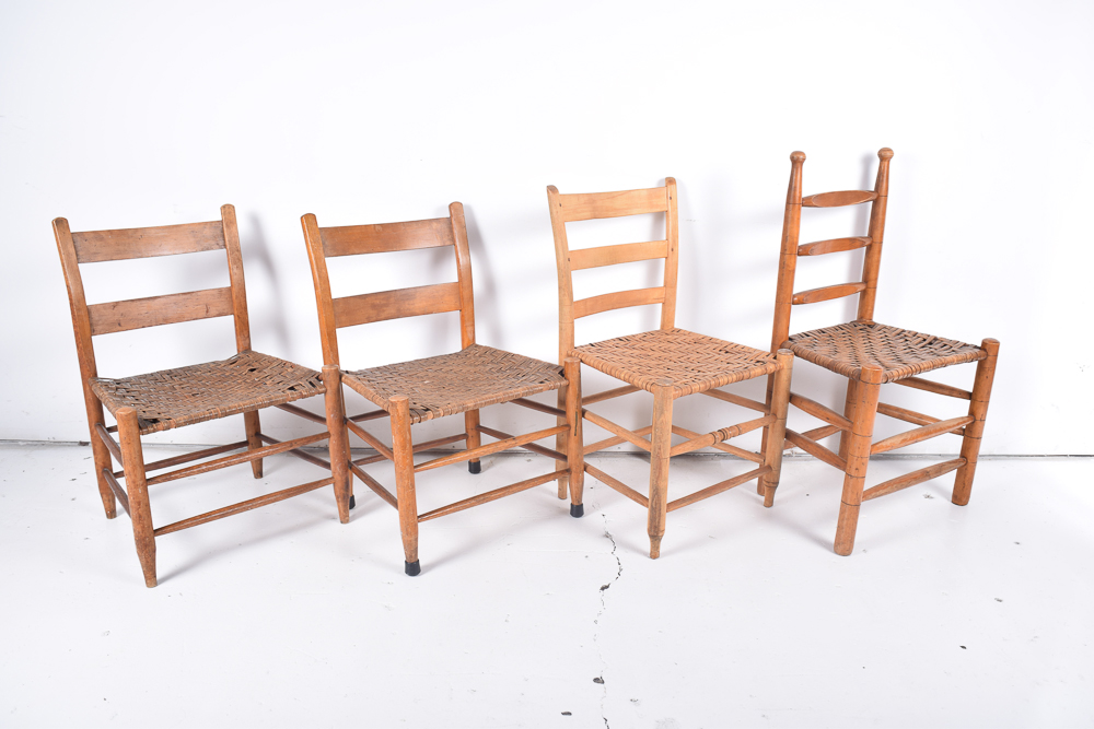 Ladder Back Chairs with Woven Seats