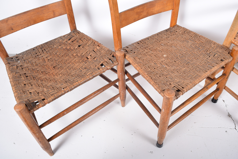 Ladder Back Chairs with Woven Seats
