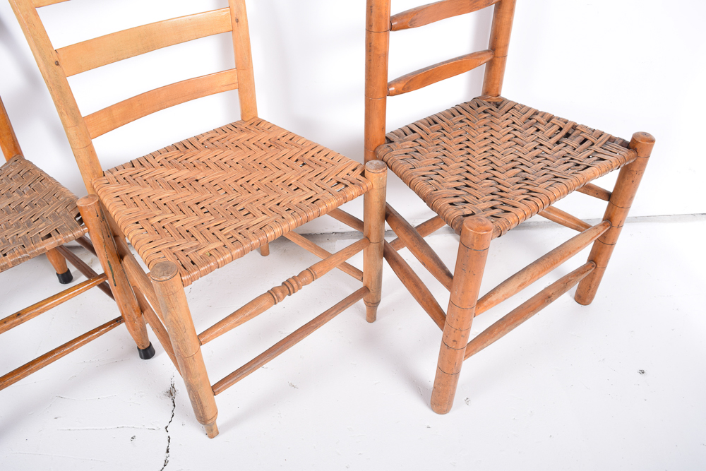 Ladder Back Chairs with Woven Seats