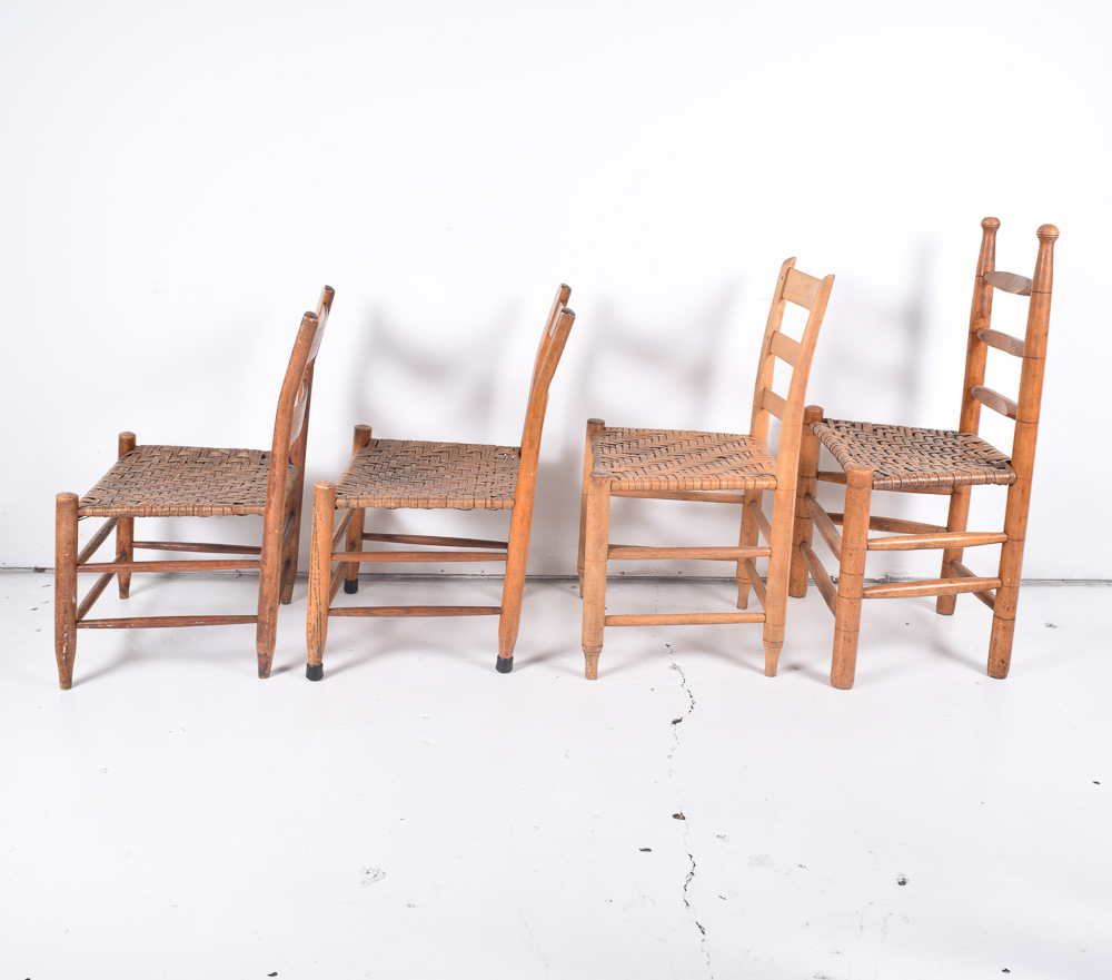 Ladder Back Chairs with Woven Seats