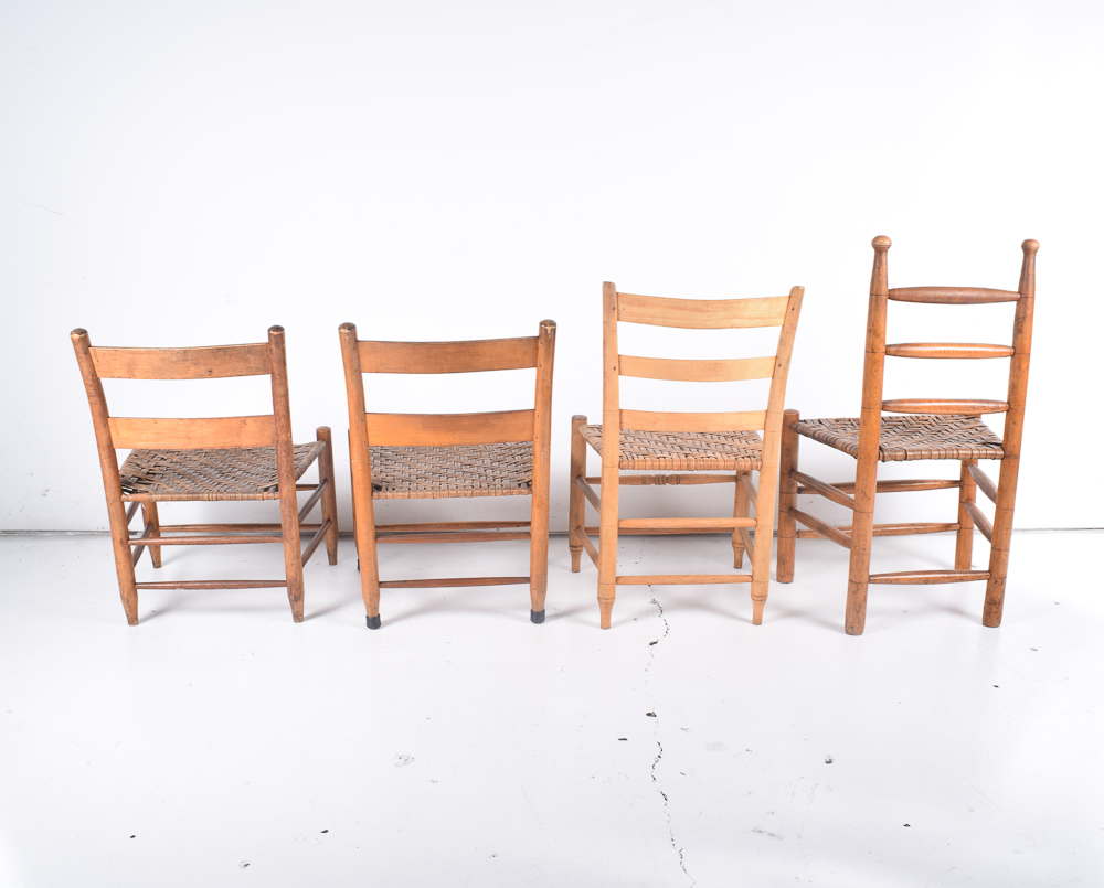 Ladder Back Chairs with Woven Seats