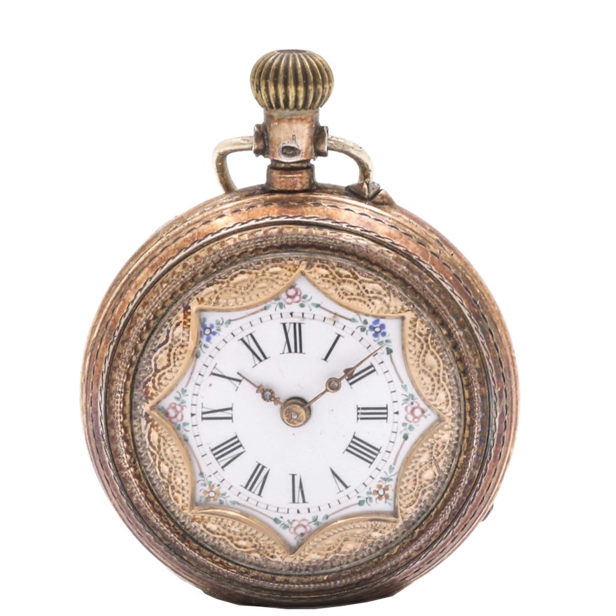 Lady's Vintage 800 Silver Open Dial Pocket Watch