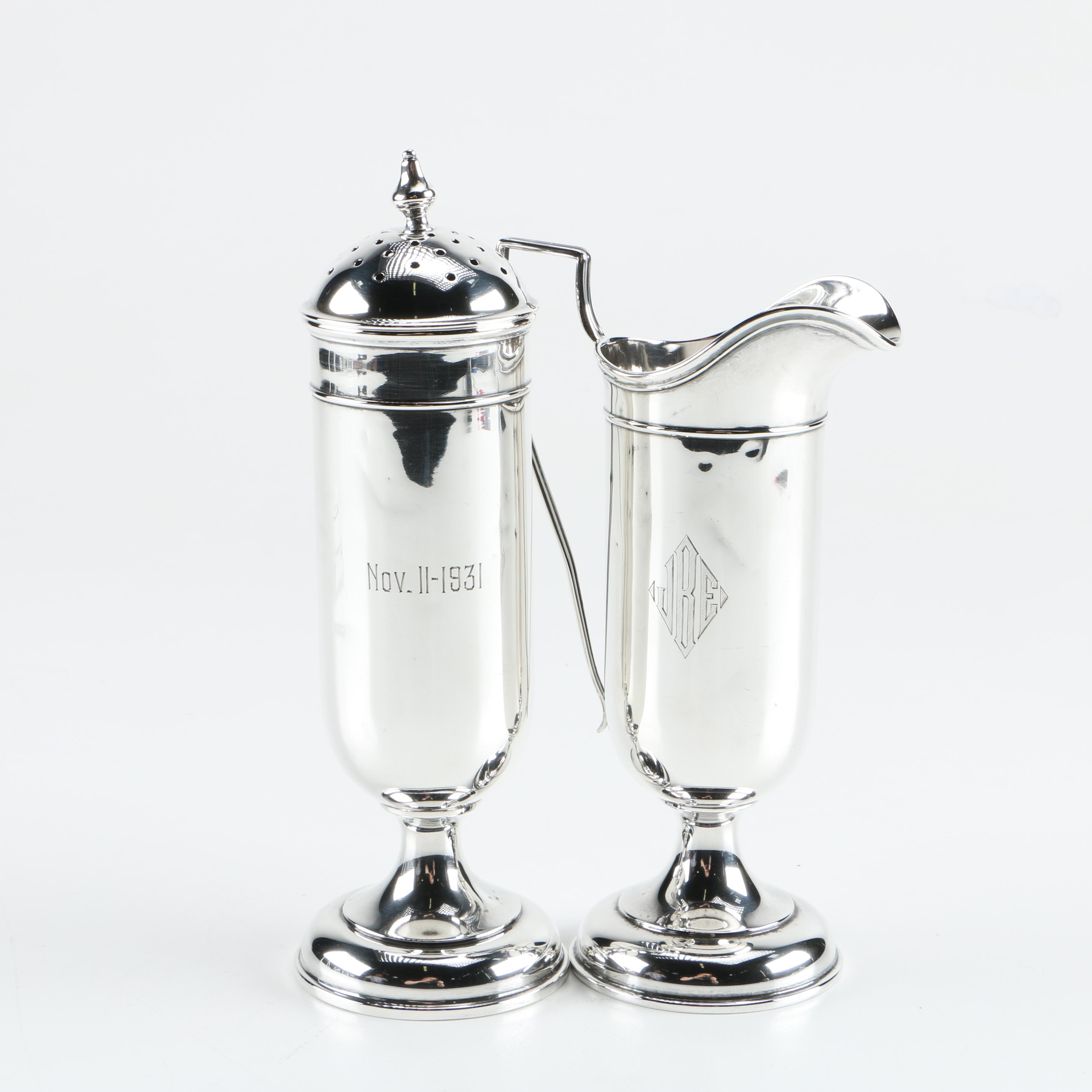 Watson Company Sterling Silver Creamer and Sugar Shaker