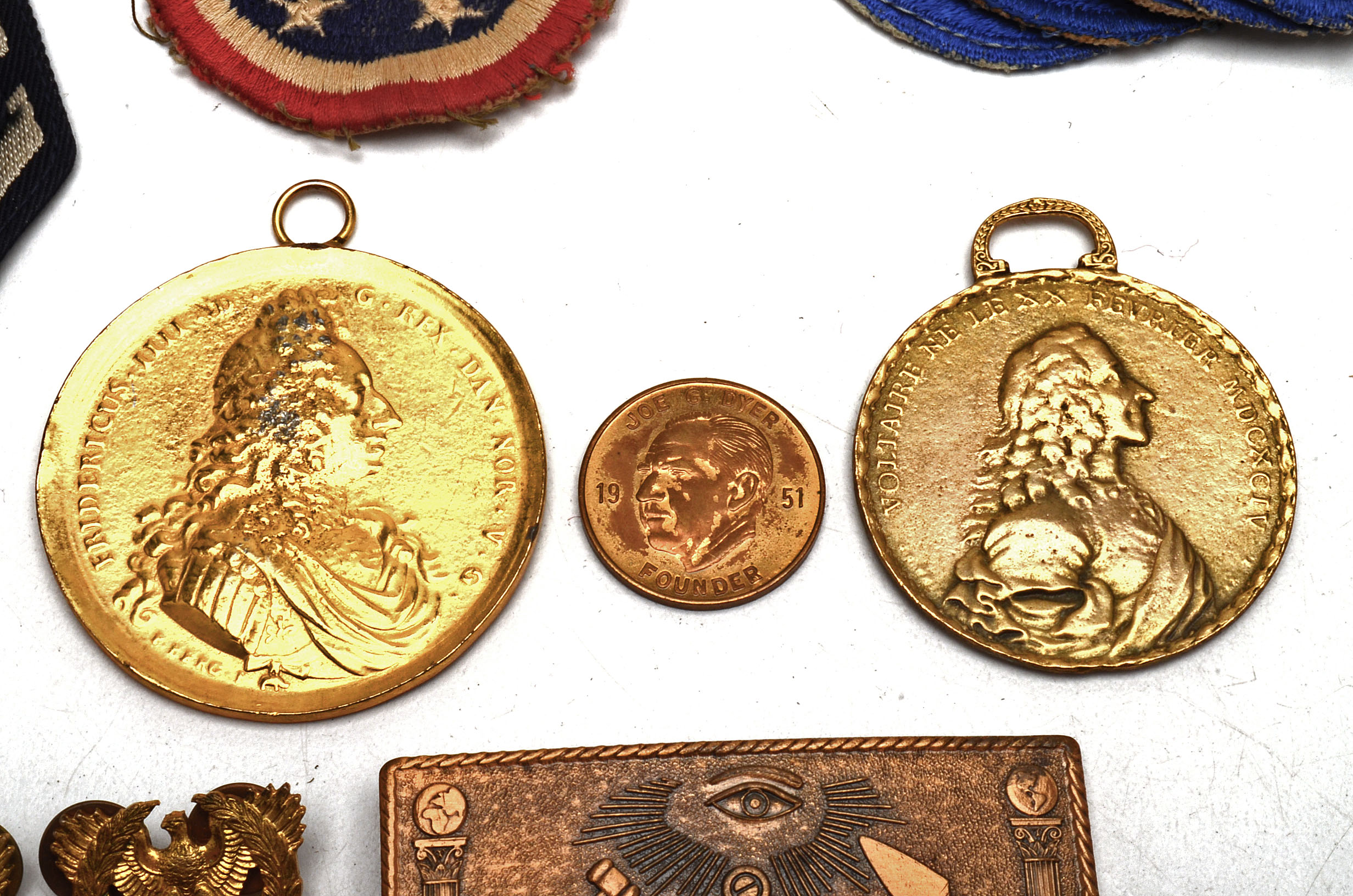 Military, Masonic, Metals and Cloth Patches Group