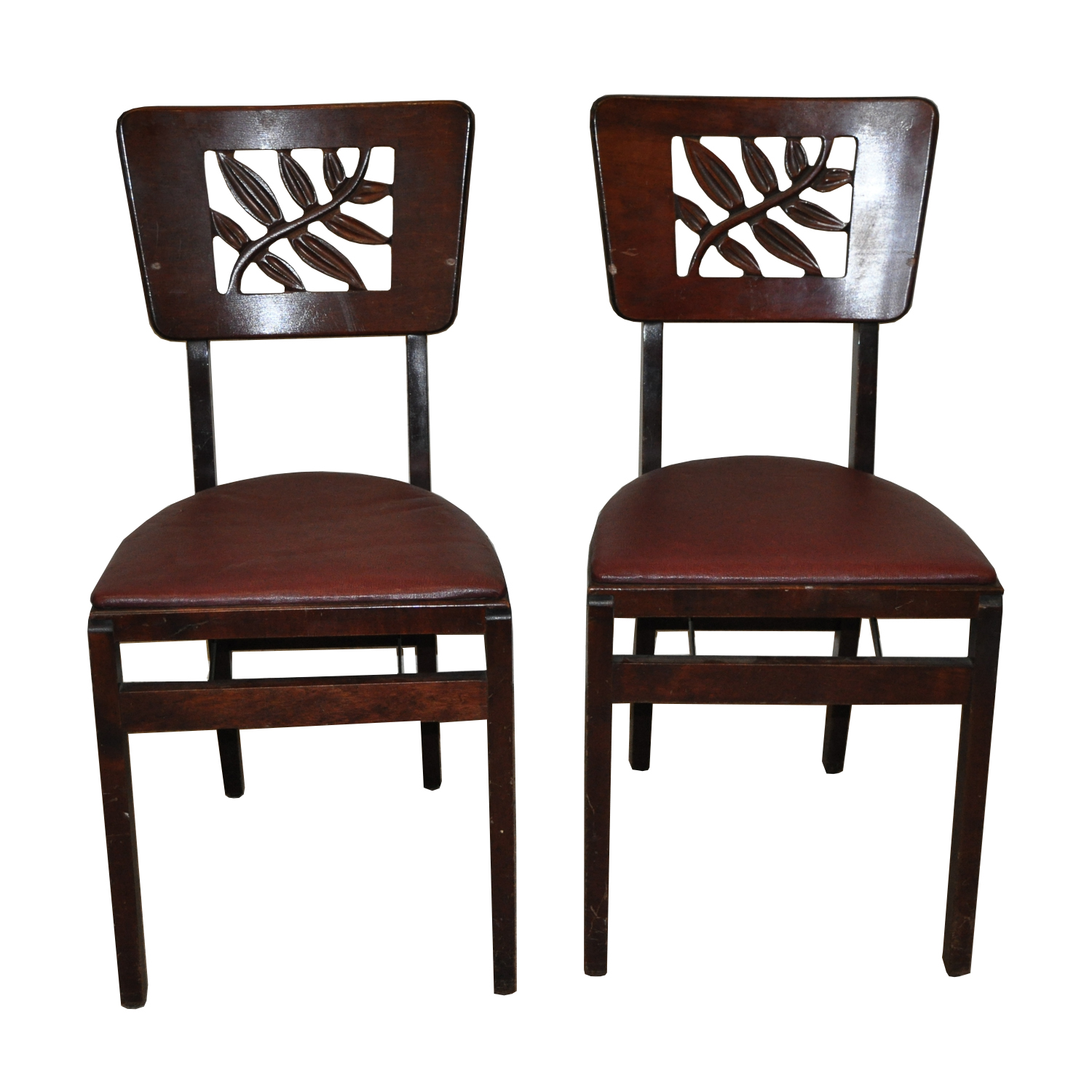 Pair Stakmore Vintage Wooden Folding Chairs