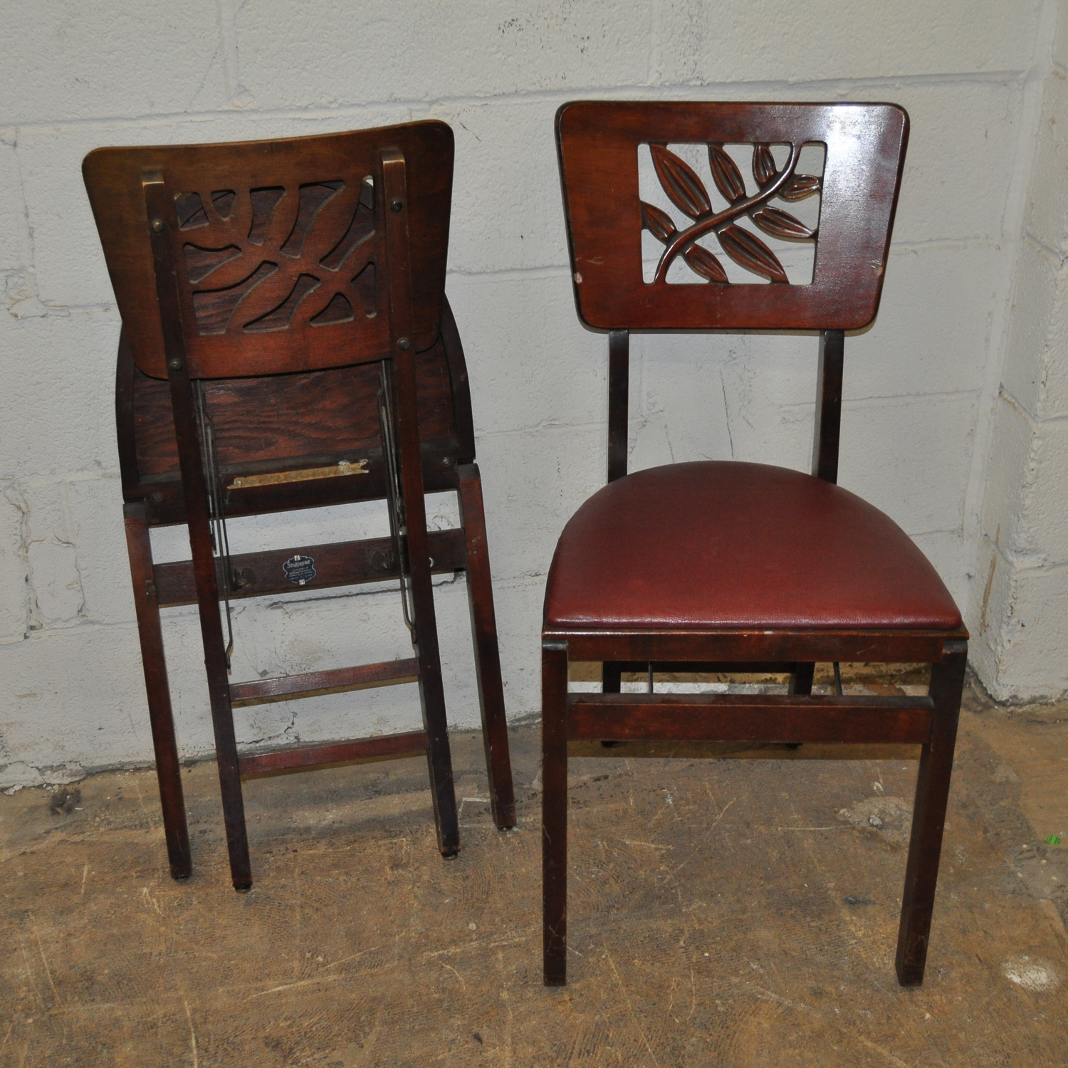 Pair Stakmore Vintage Wooden Folding Chairs