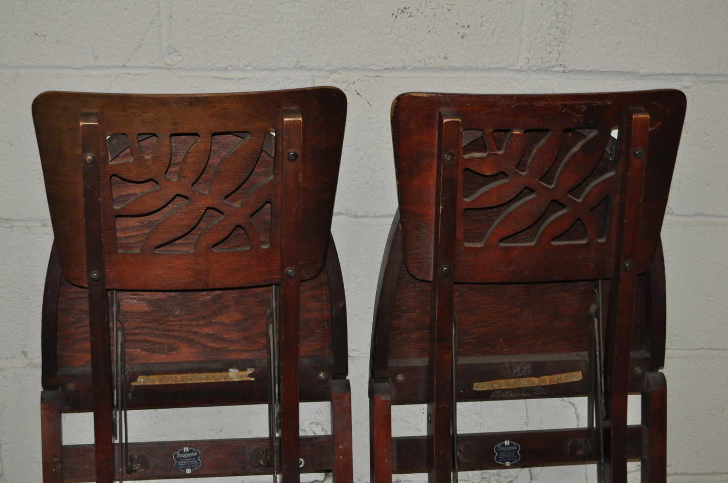 Pair Stakmore Vintage Wooden Folding Chairs