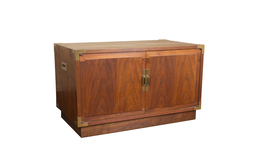 Campaign Style Cabinet with Flame Mahogany Veneer
