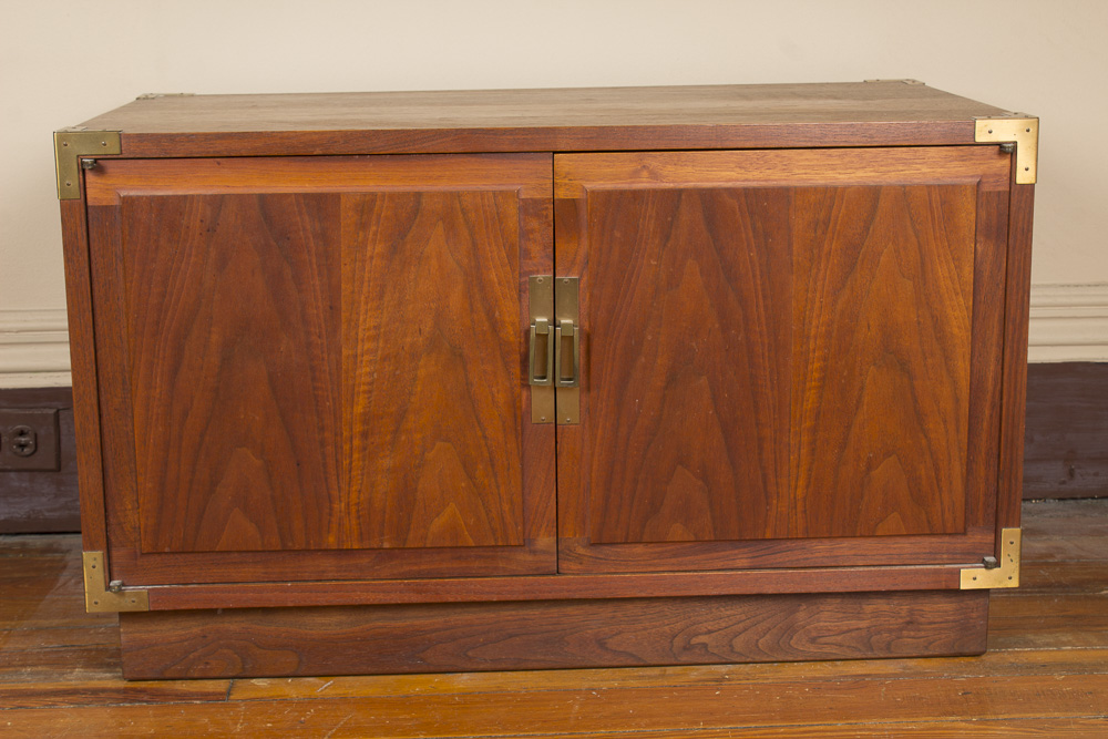 Campaign Style Cabinet with Flame Mahogany Veneer