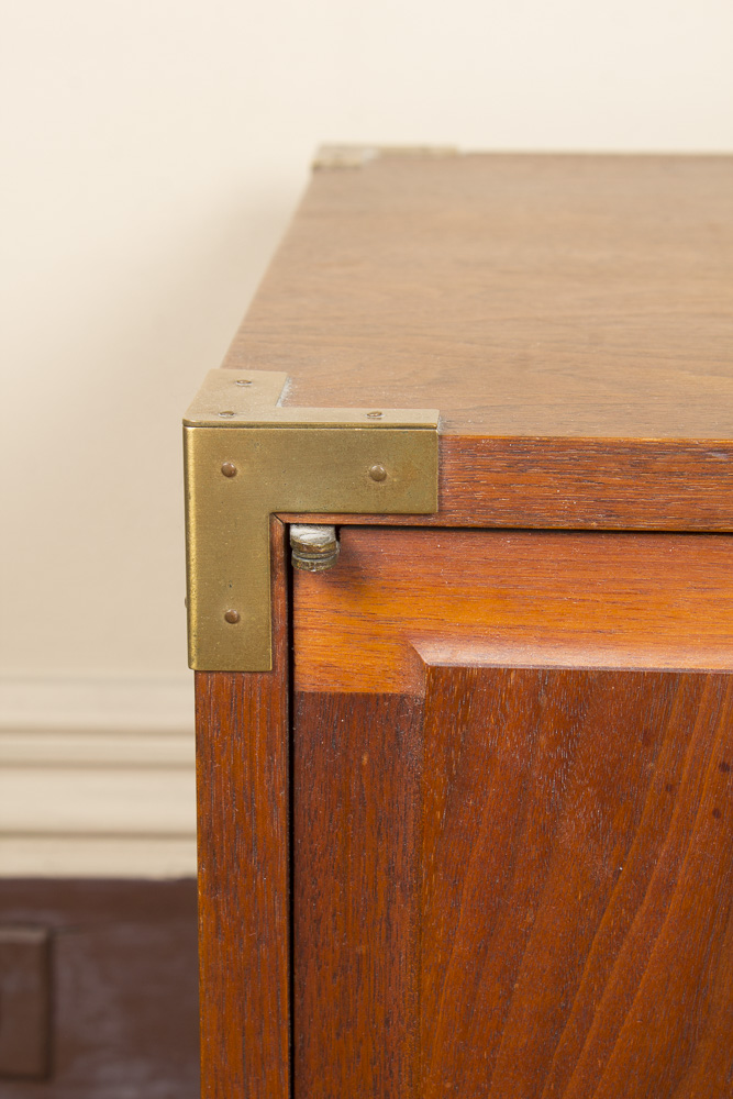 Campaign Style Cabinet with Flame Mahogany Veneer