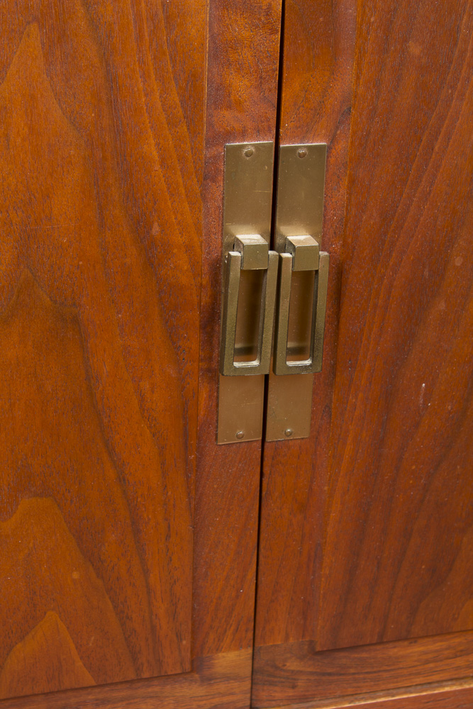 Campaign Style Cabinet with Flame Mahogany Veneer