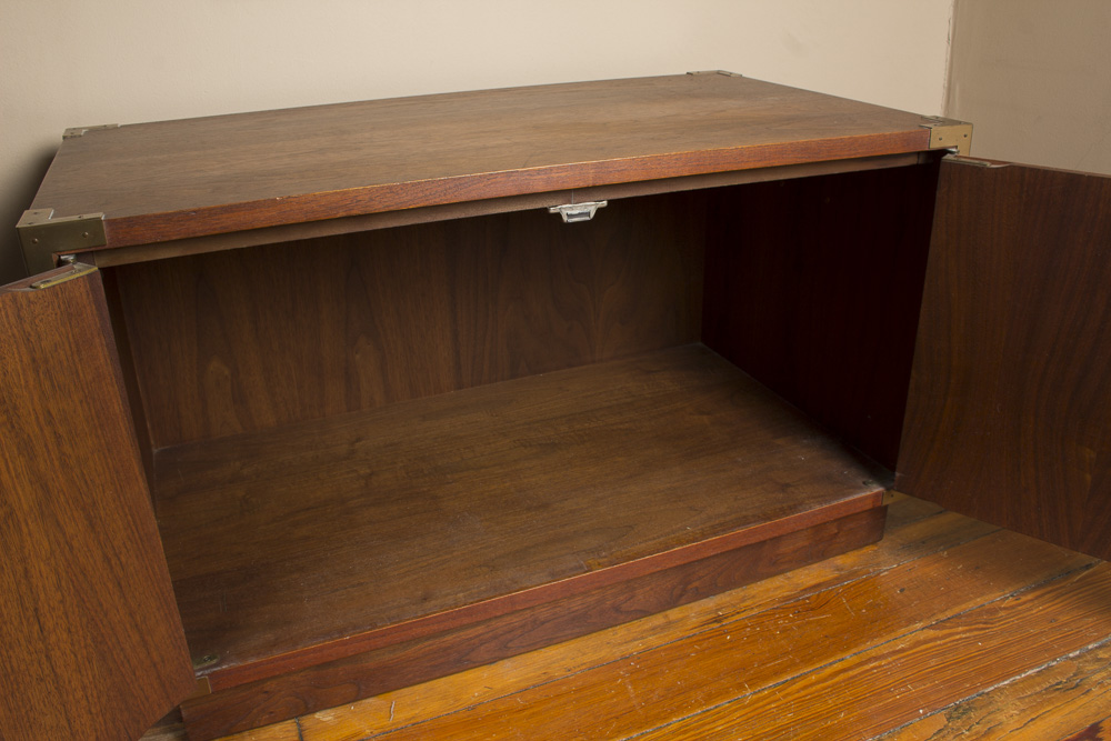 Campaign Style Cabinet with Flame Mahogany Veneer