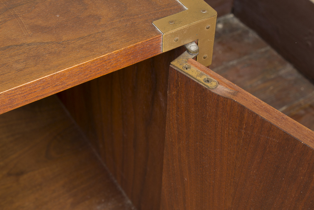 Campaign Style Cabinet with Flame Mahogany Veneer