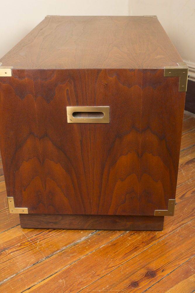 Campaign Style Cabinet with Flame Mahogany Veneer