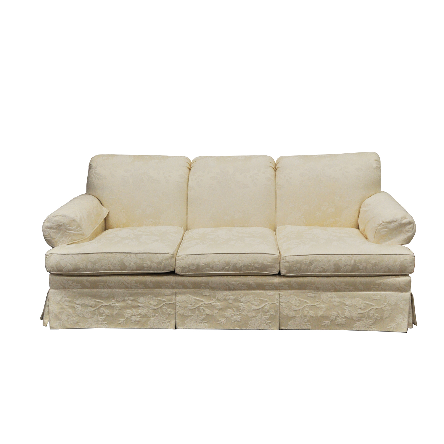 Ethan Allen Ivory "Maiden" Fruited-Vines Patterned Sofa