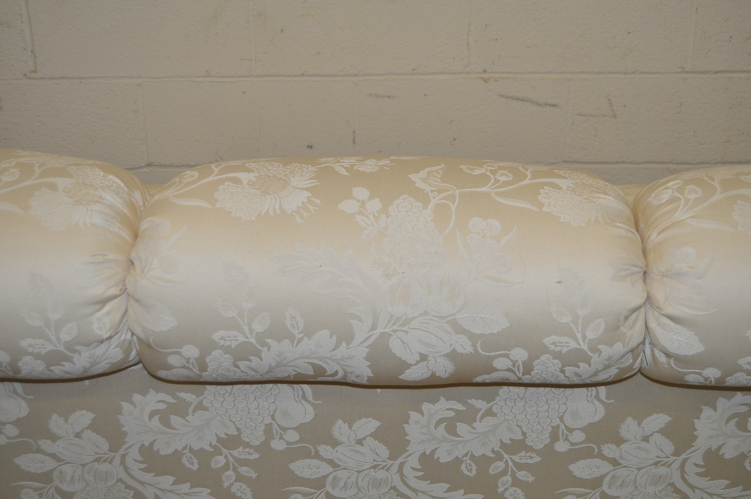 Ethan Allen Ivory "Maiden" Fruited-Vines Patterned Sofa