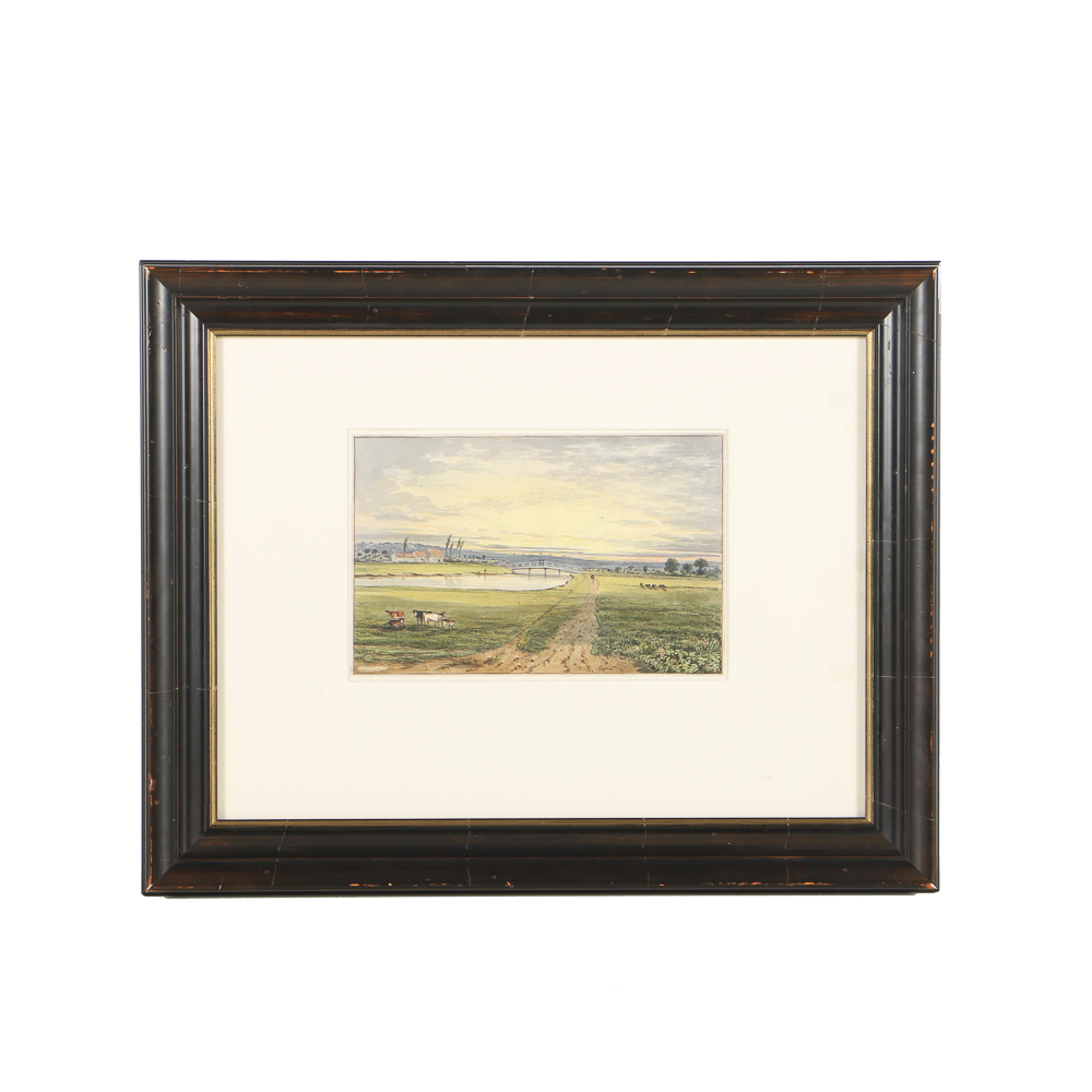 Attributed to George Shepherd Watercolor Painting on Paper "View from Temple Mills"