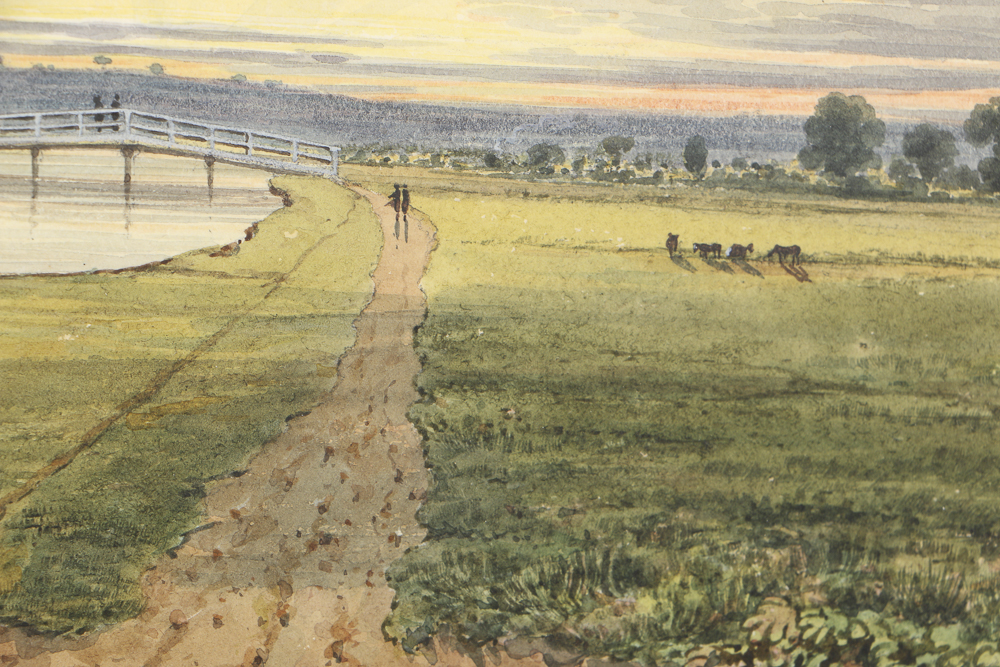 Attributed to George Shepherd Watercolor Painting on Paper "View from Temple Mills"