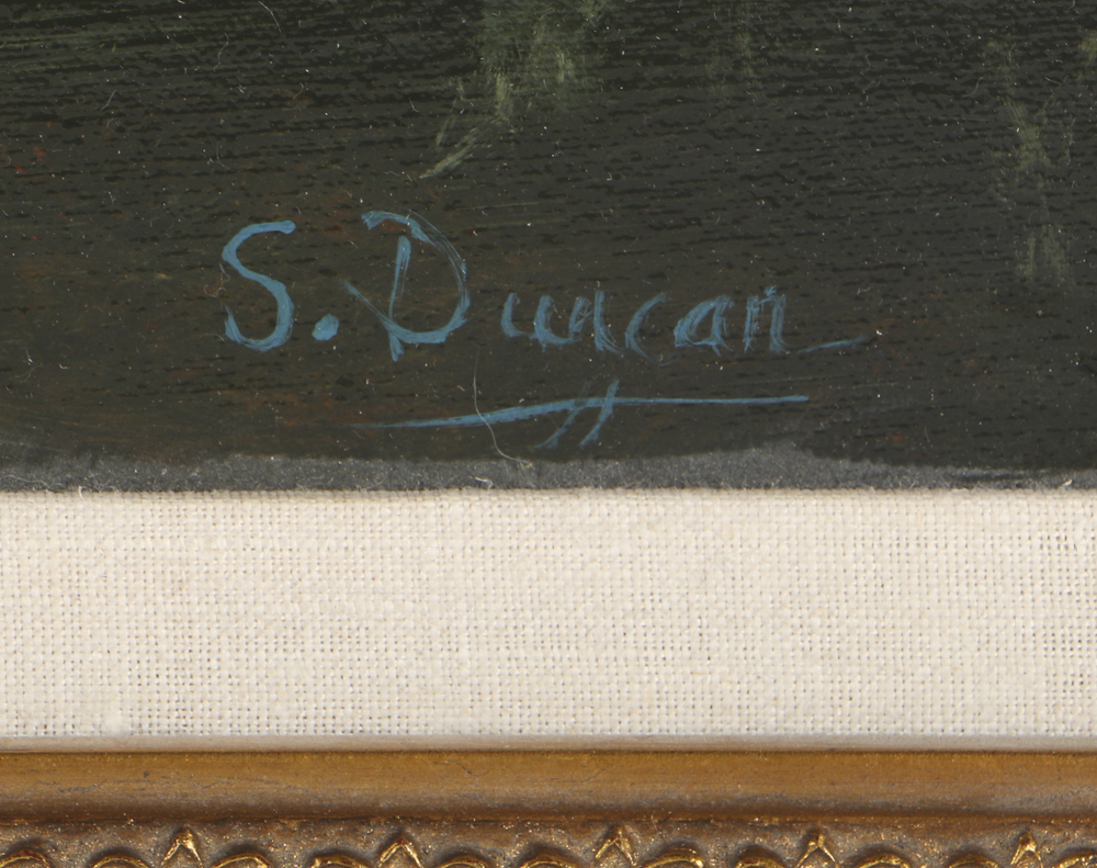 Scott Duncan Oil Painting on Canvas Landscape with English Setter