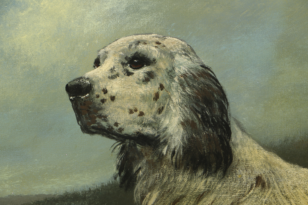 Scott Duncan Oil Painting on Canvas Landscape with English Setter
