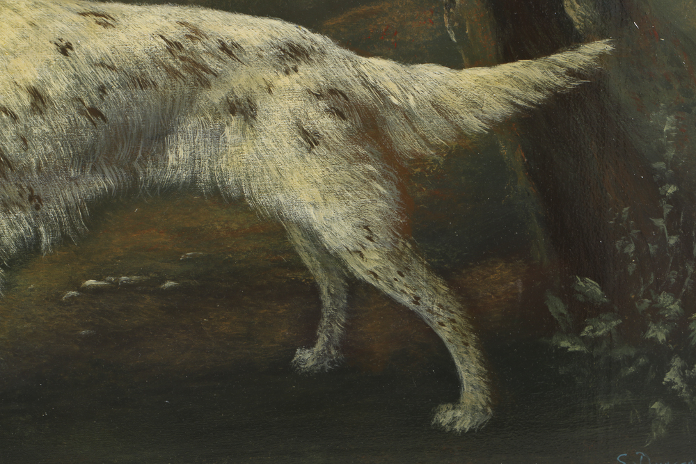 Scott Duncan Oil Painting on Canvas Landscape with English Setter