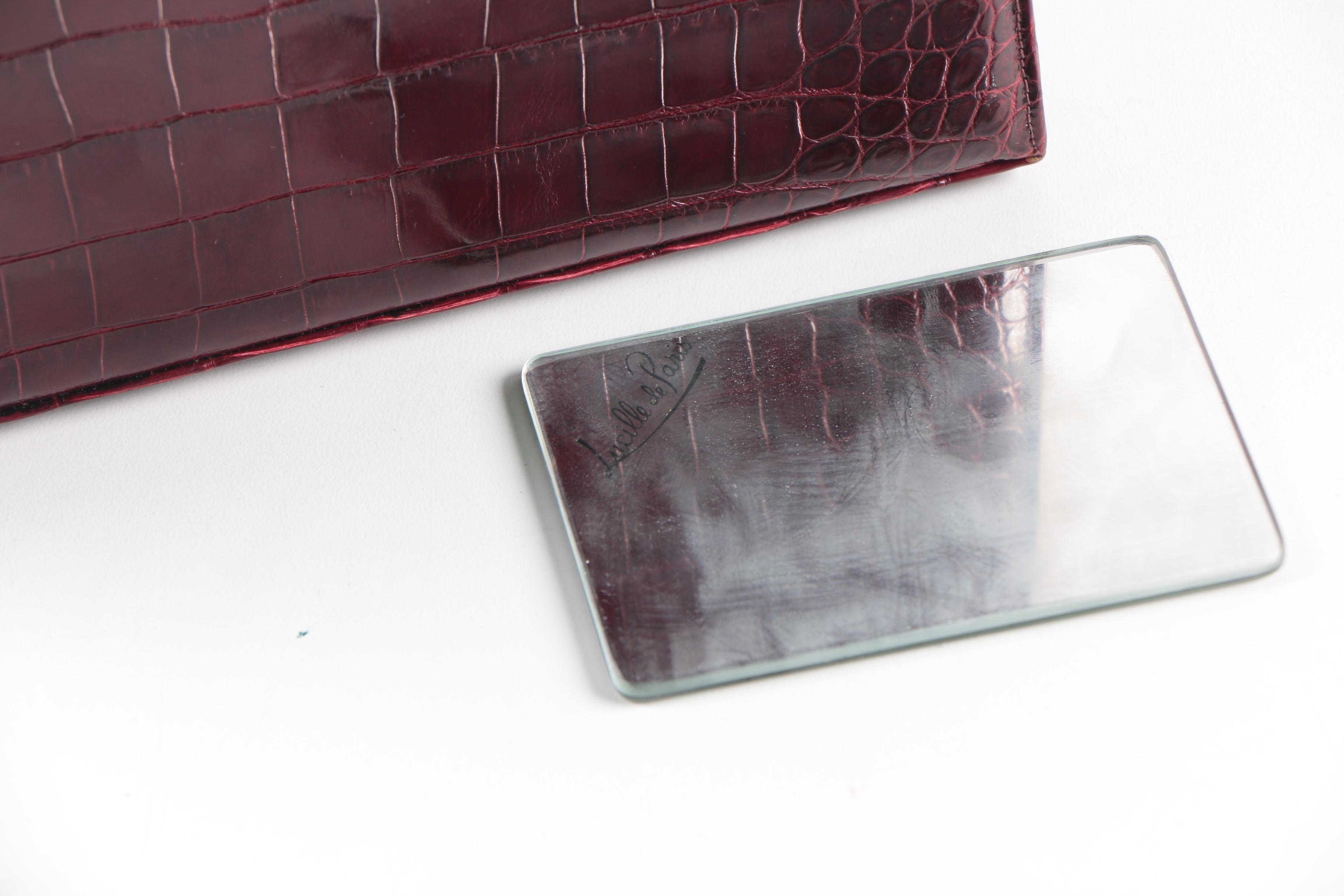 Dark Red Crocodile Skin Lucille de Paris Handbag