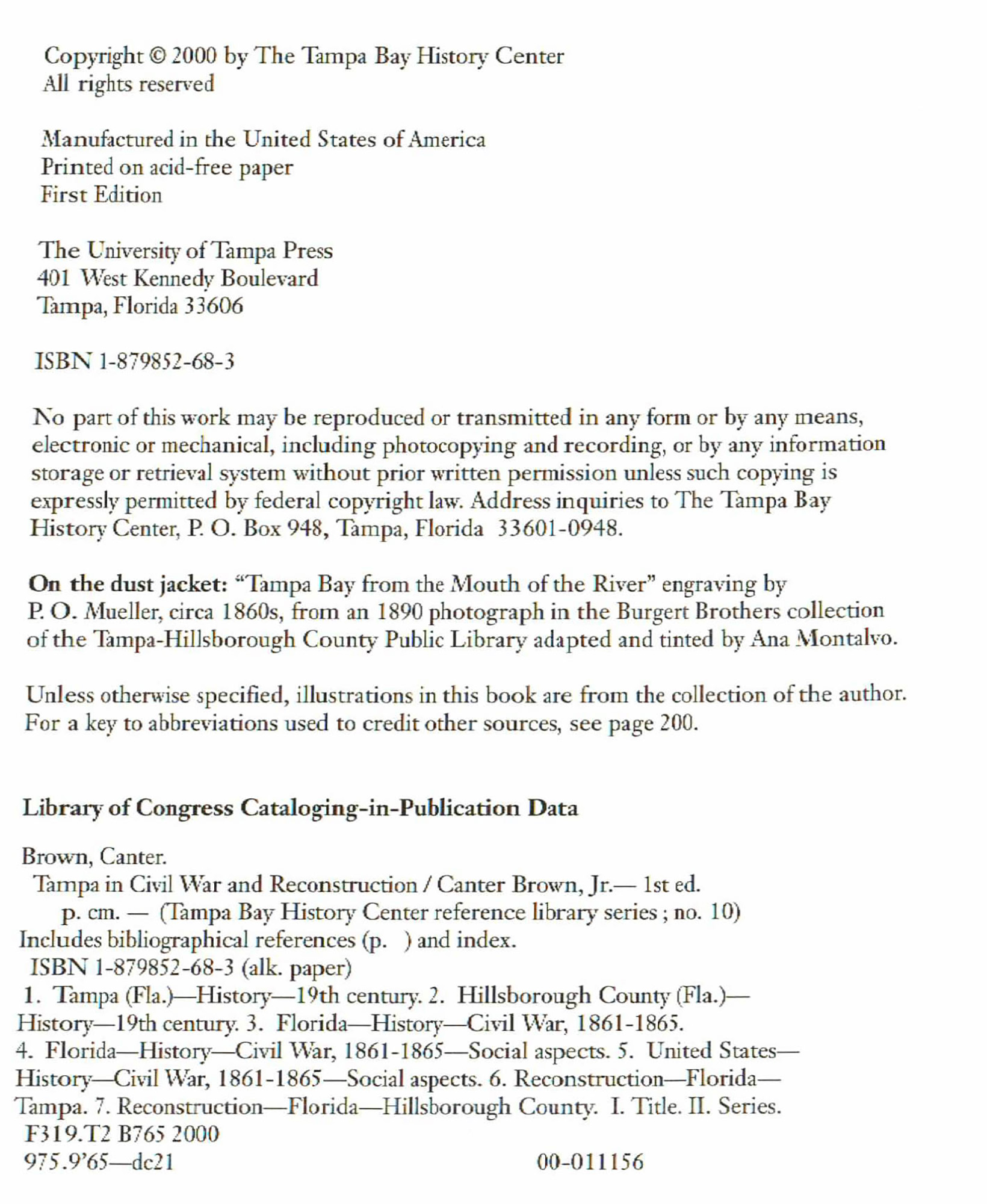 2000 Signed First Edition "Civil War Tampa & Reconstruction"