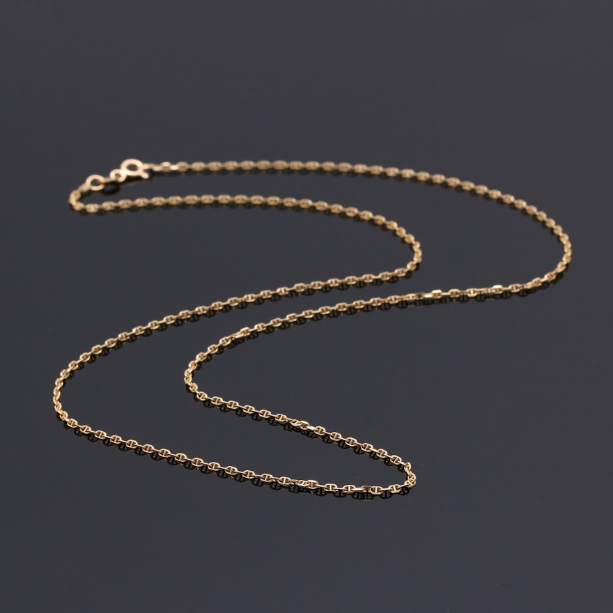 14K Yellow Gold Anchor Chain Necklace