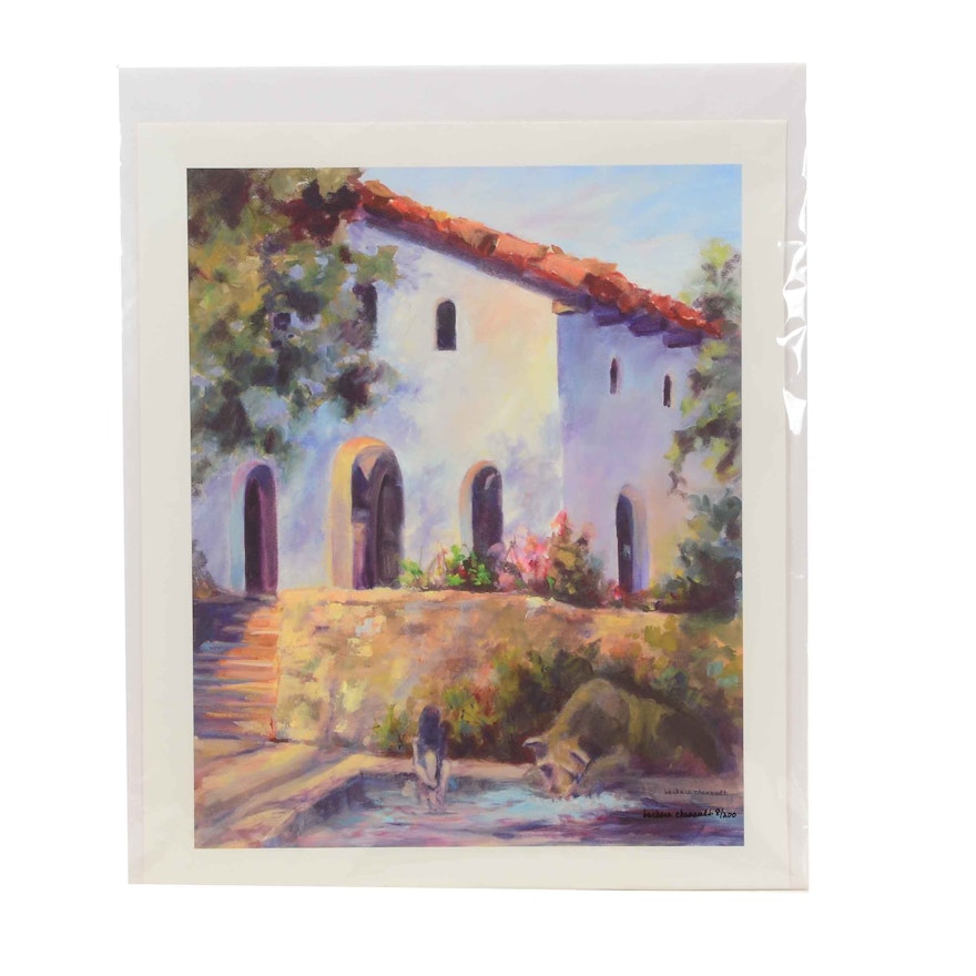 Barbara Chenault Signed Limited Edition Giclee on Canvas "Old Mission Church"