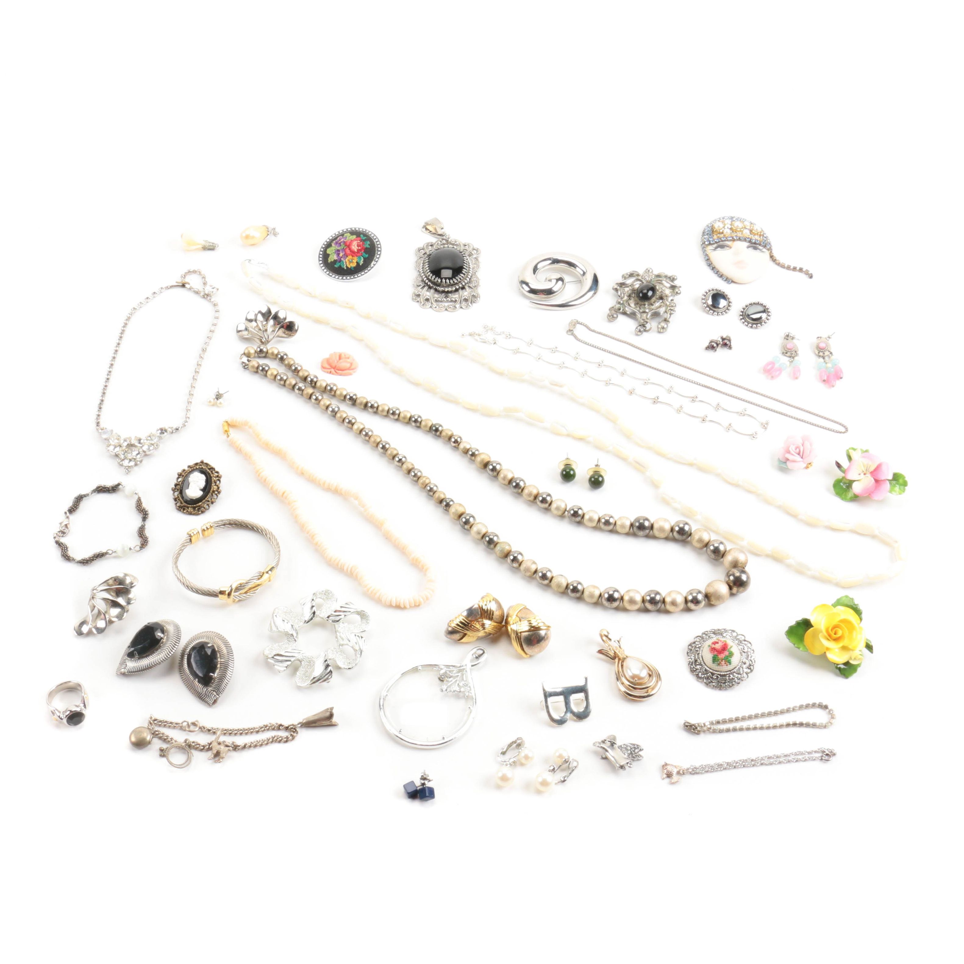 Assortment of Costume Jewelry Including Bogoff and Staffordshire