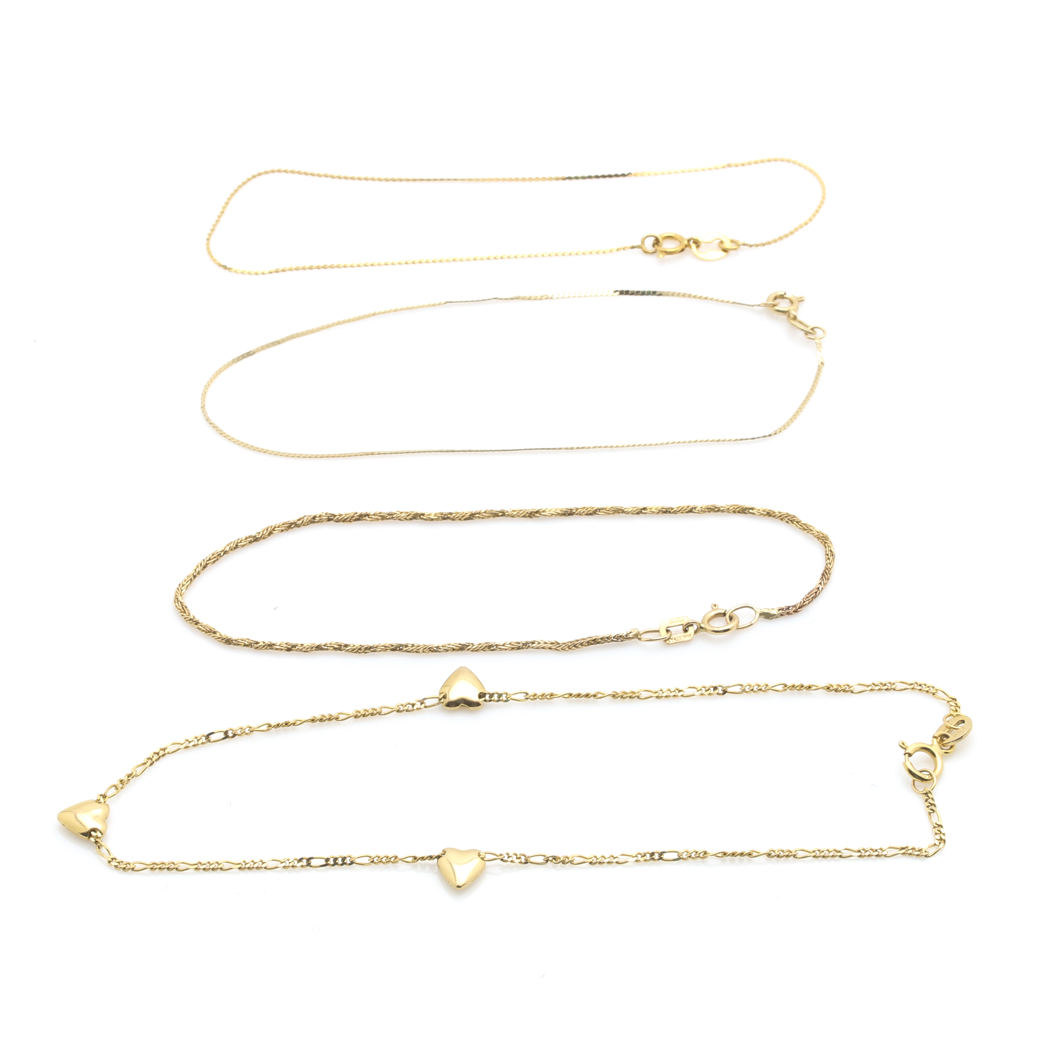 14K Yellow Gold Delicate Chain Bracelets