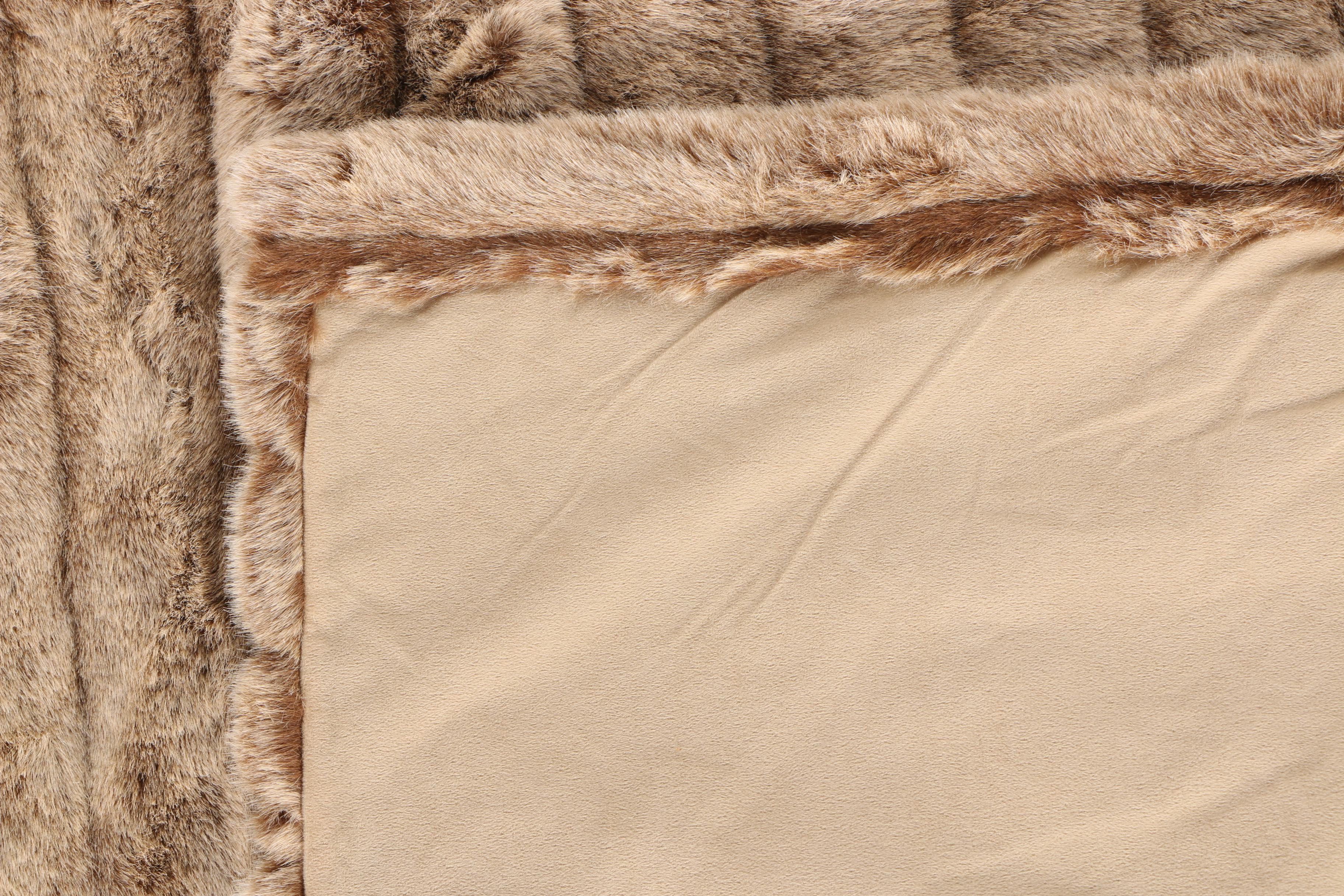 Faux Fur Blanket and Four Pillows