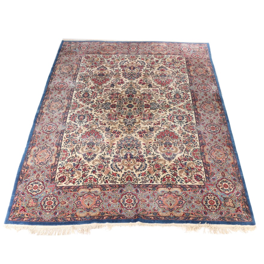 Large Hand-Knotted Persian Kerman Area Rug