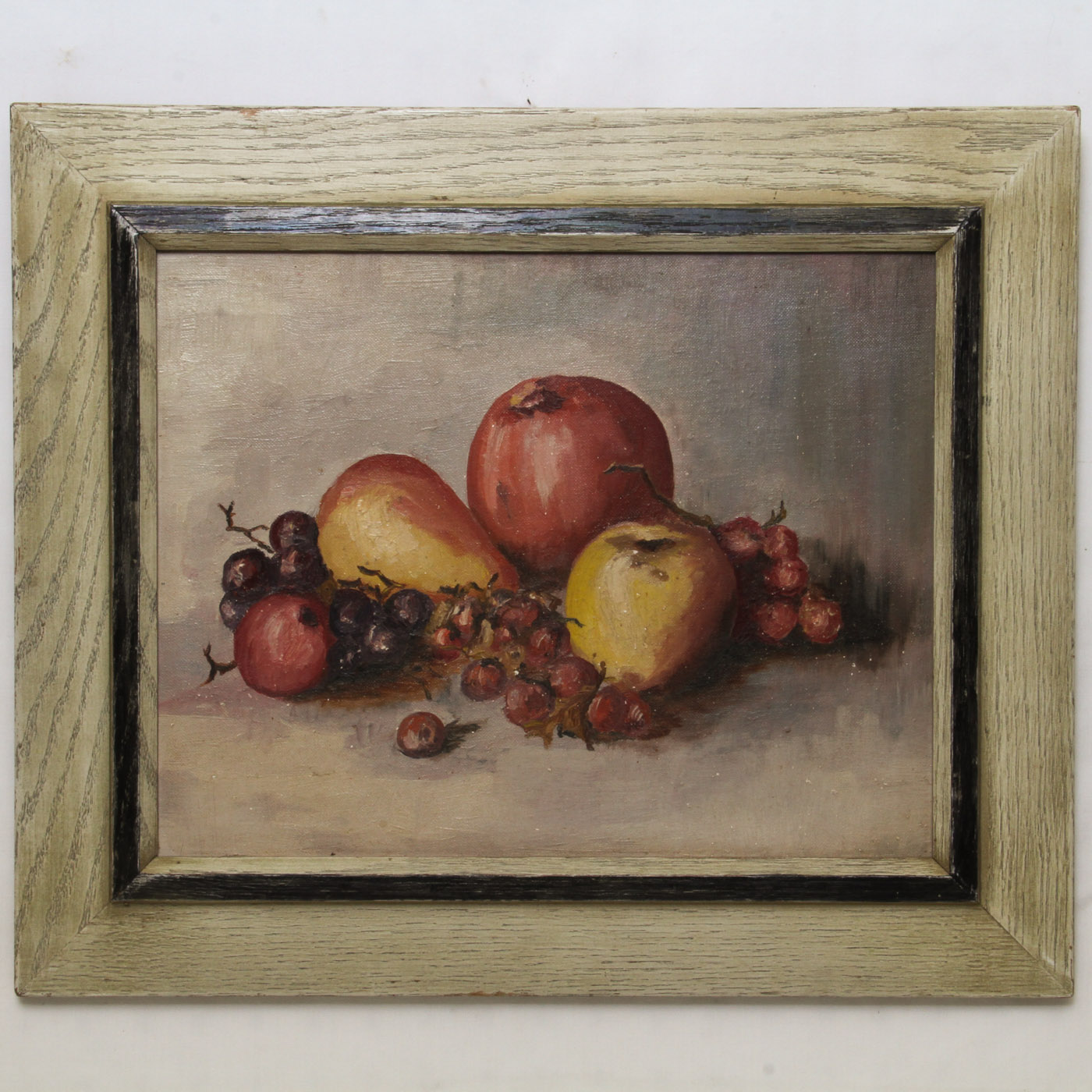 Vintage Oil Painting on Academy Board of Still Life Fruit Arrangement