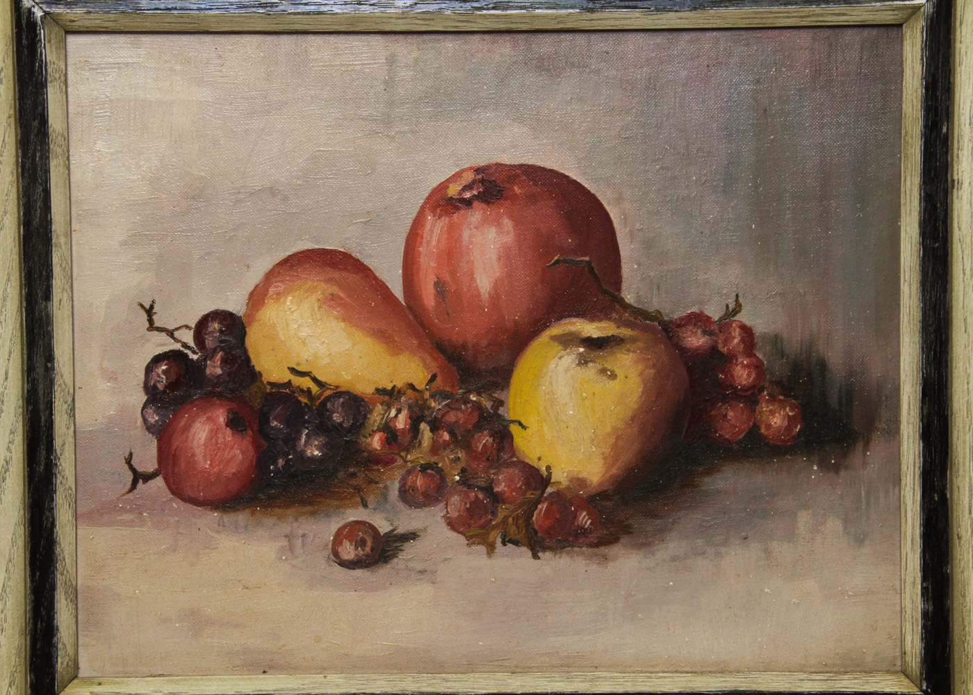 Vintage Oil Painting on Academy Board of Still Life Fruit Arrangement