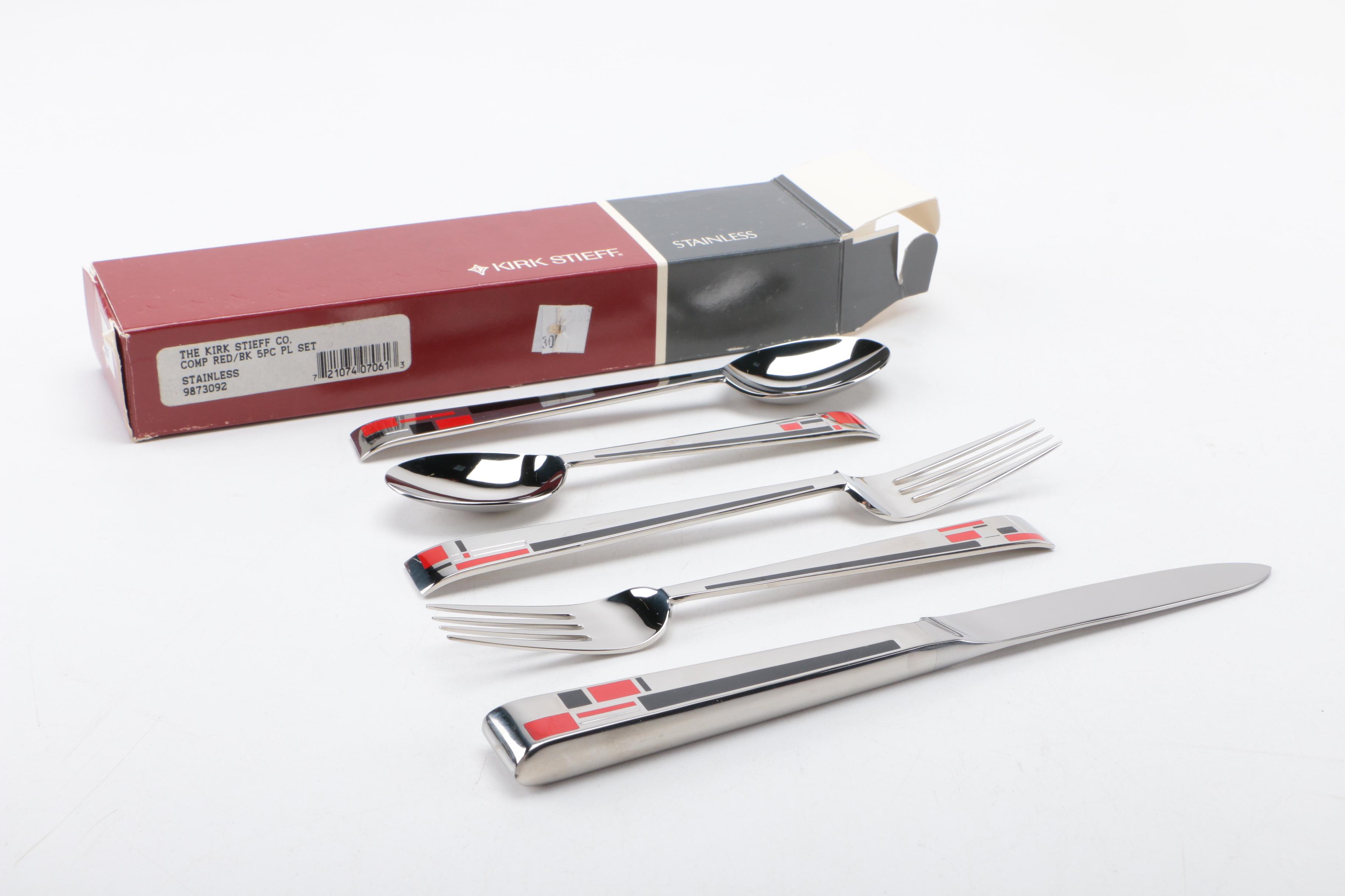 Kirk Stieff "Composition Cloisonné" Stainless Steel Flatware Set for Four