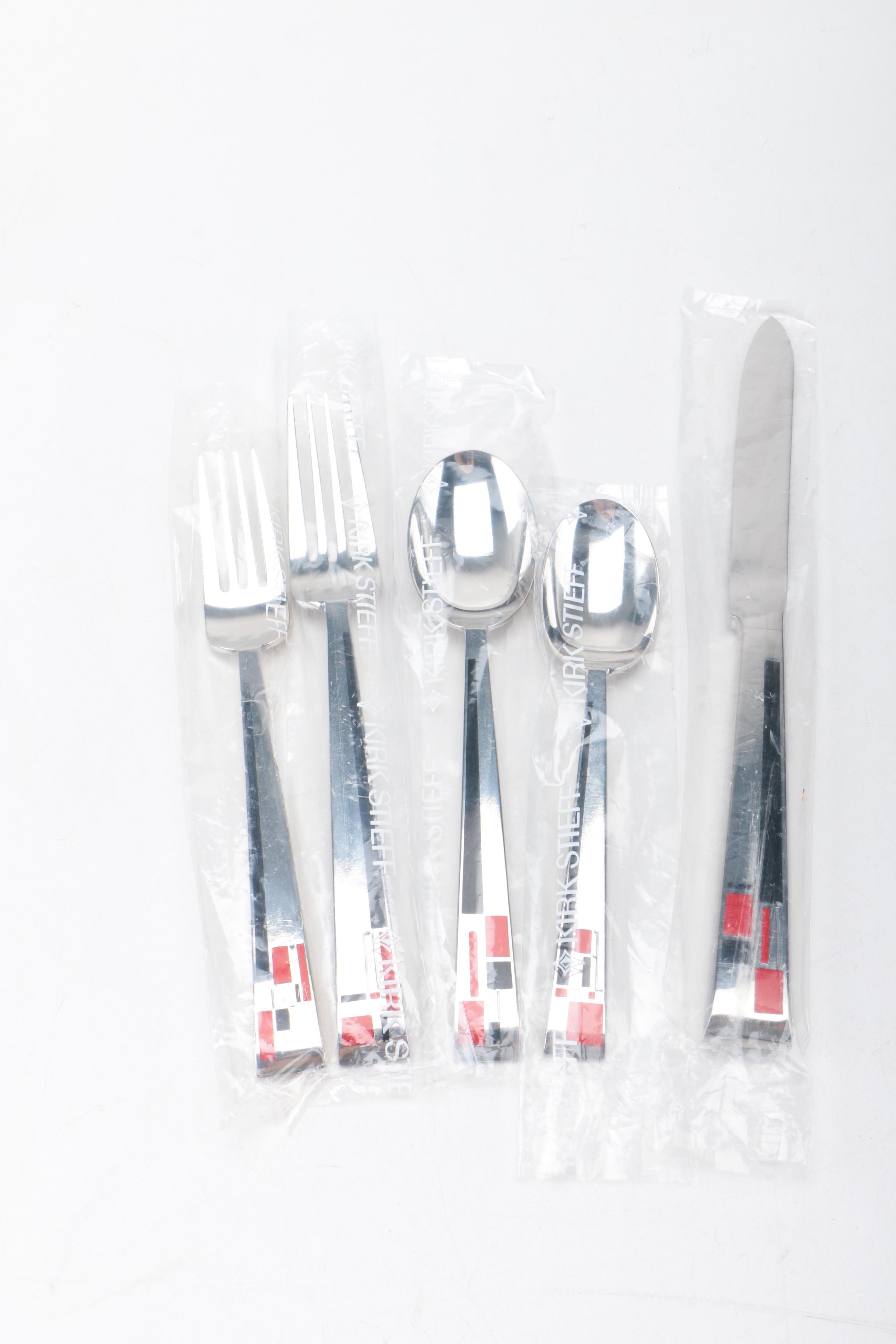 Kirk Stieff "Composition Cloisonné" Stainless Steel Flatware Set for Four
