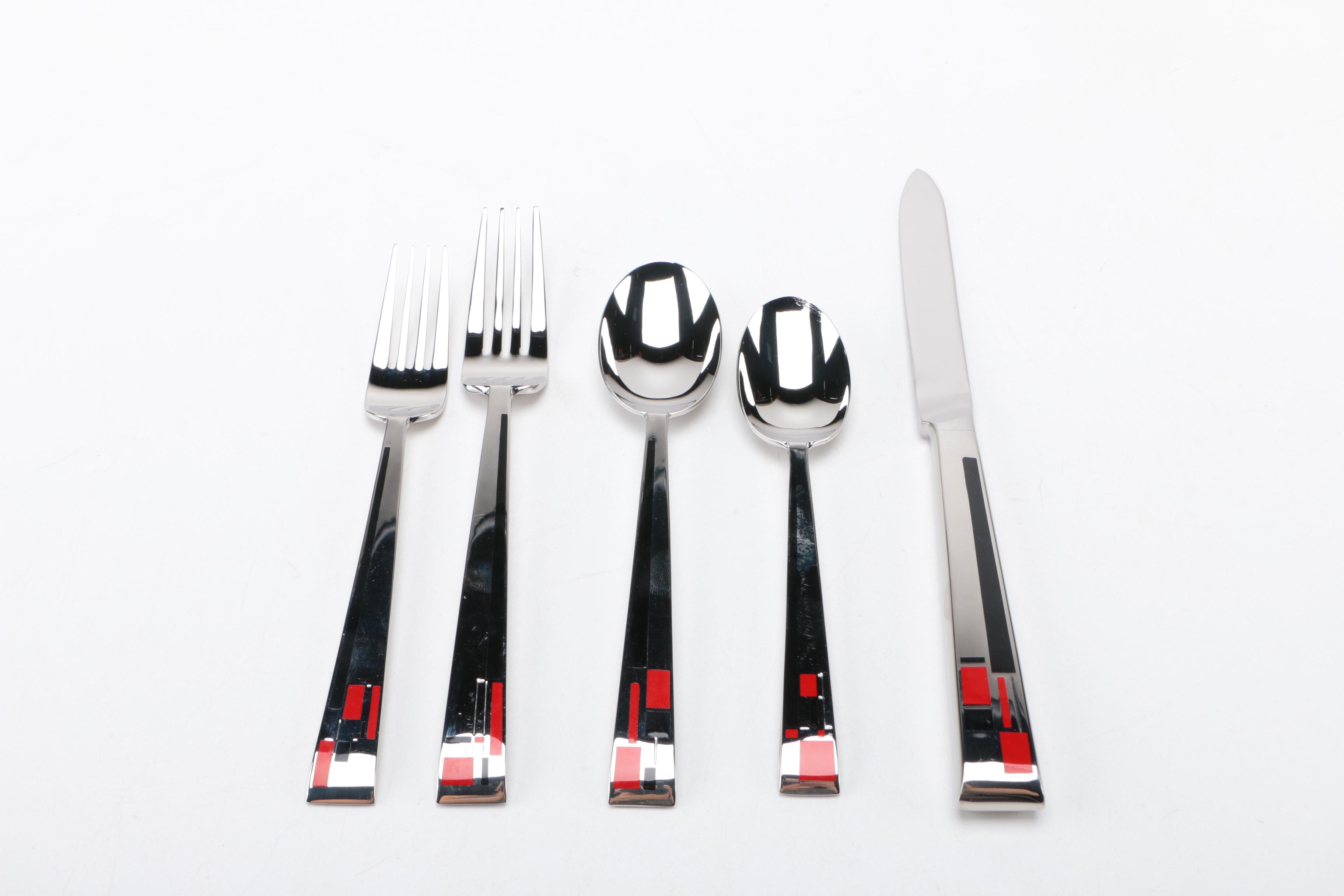 Kirk Stieff "Composition Cloisonné" Stainless Steel Flatware Set for Four