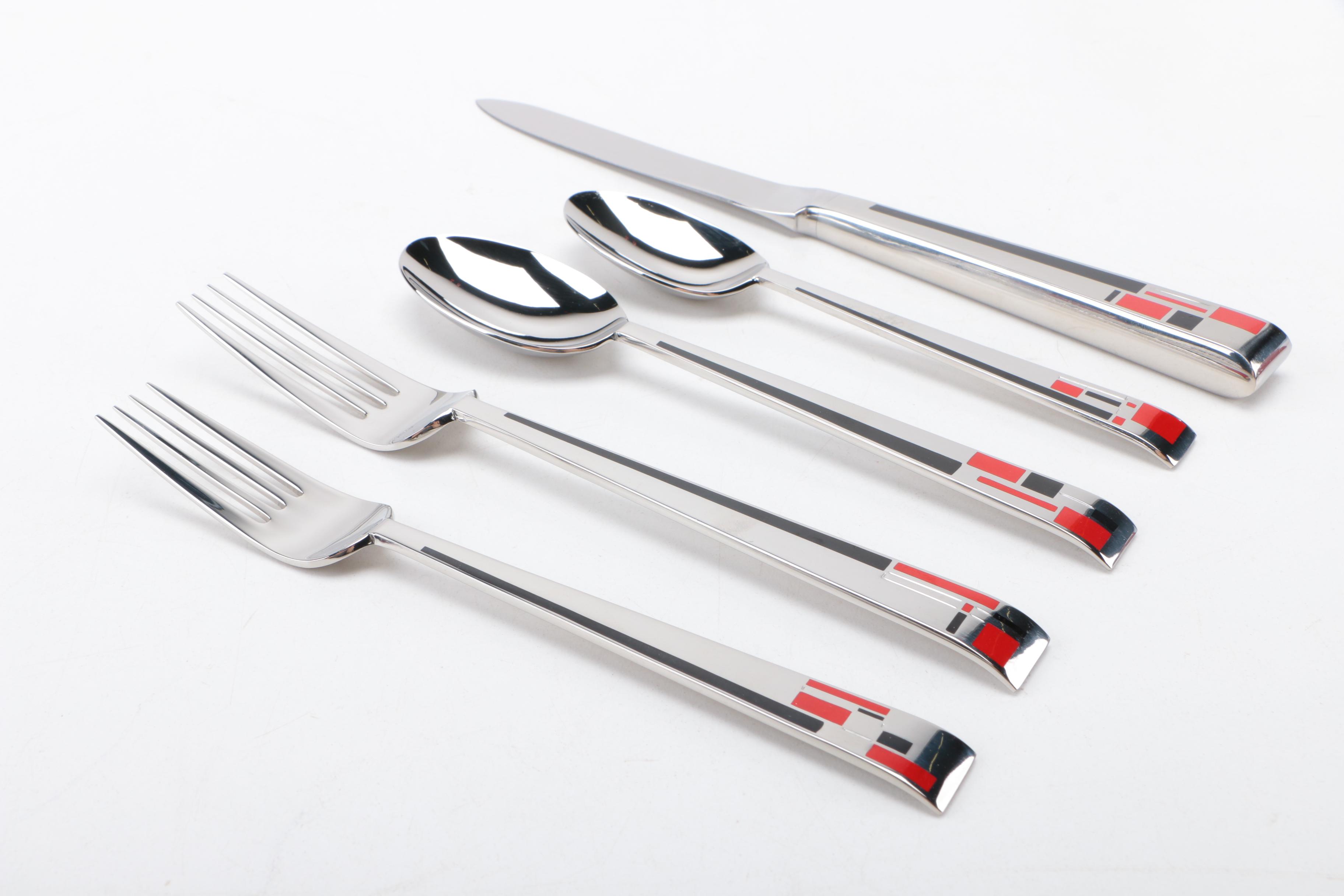 Kirk Stieff "Composition Cloisonné" Stainless Steel Flatware Set for Four