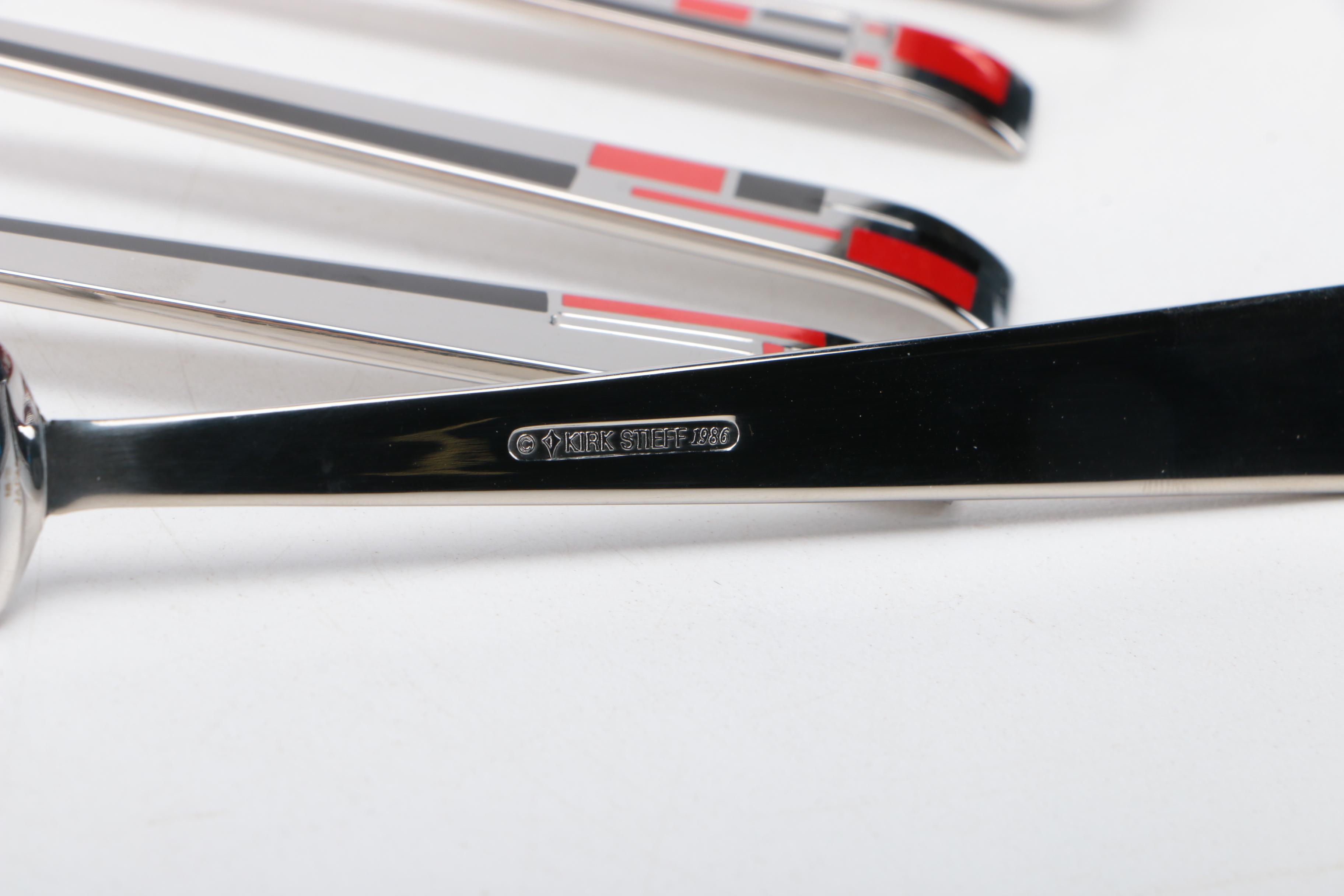 Kirk Stieff "Composition Cloisonné" Stainless Steel Flatware Set for Four