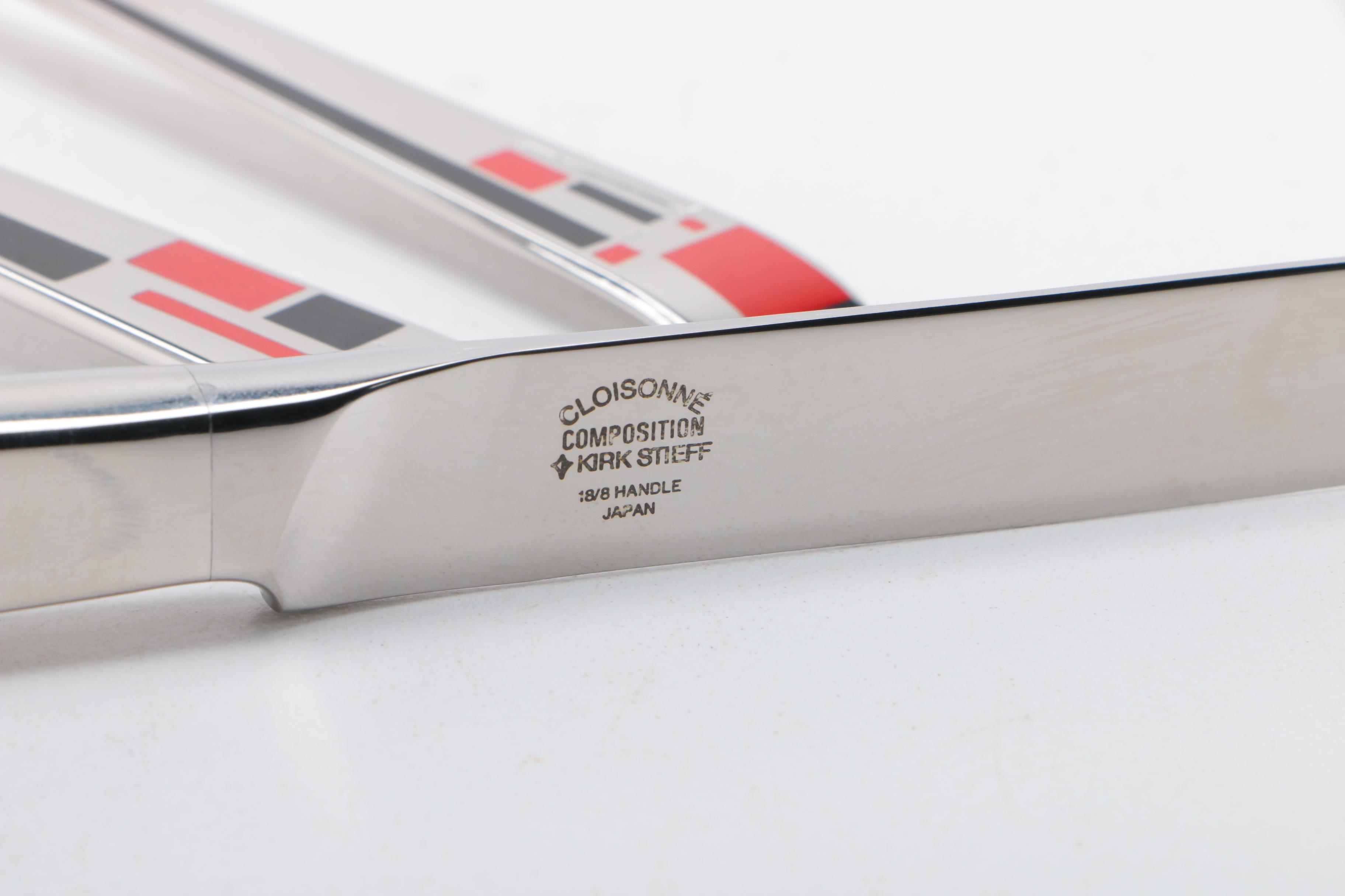 Kirk Stieff "Composition Cloisonné" Stainless Steel Flatware Set for Four