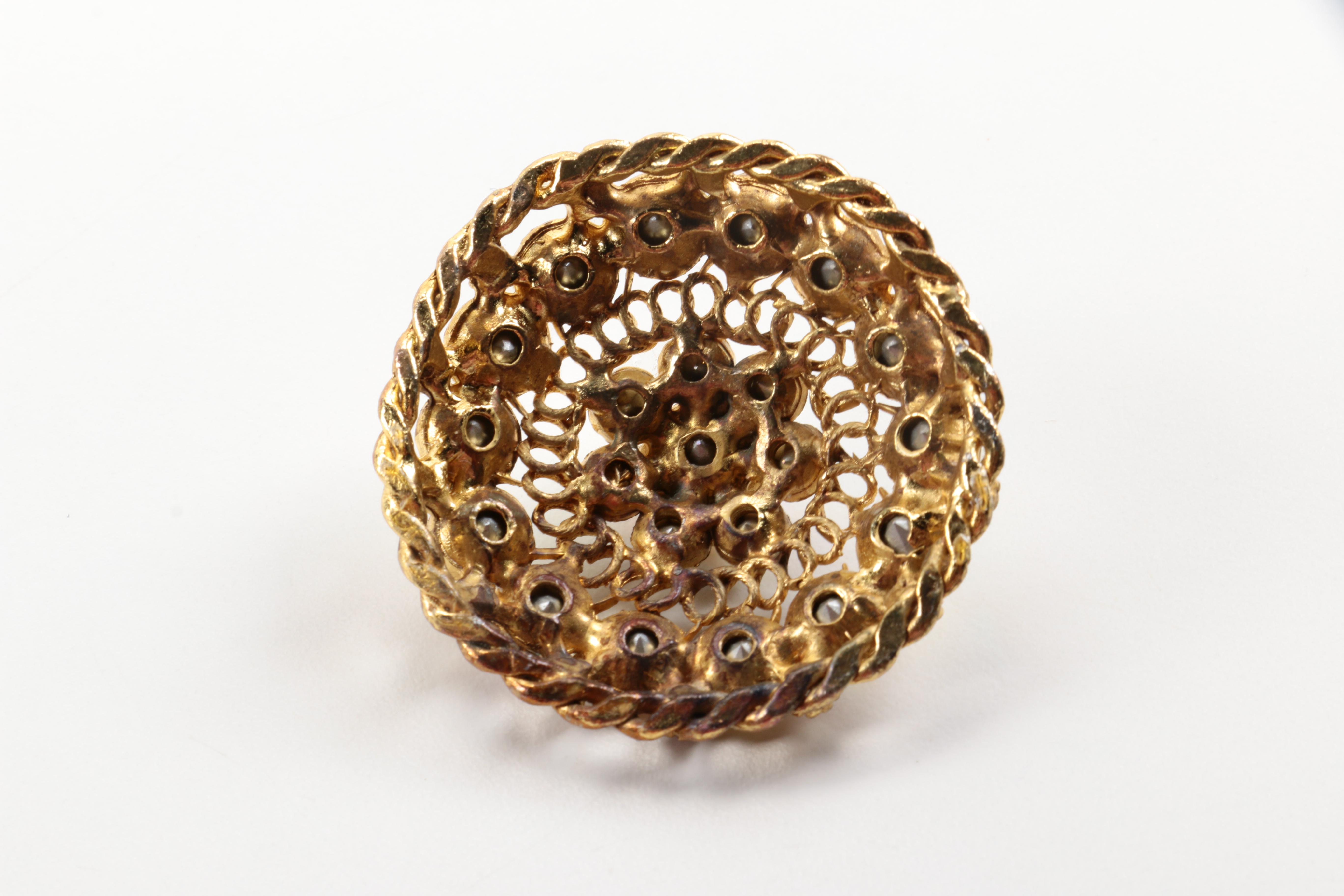 Assorted Gold Tone Jewelry With Aurora Borealis Rhinestones