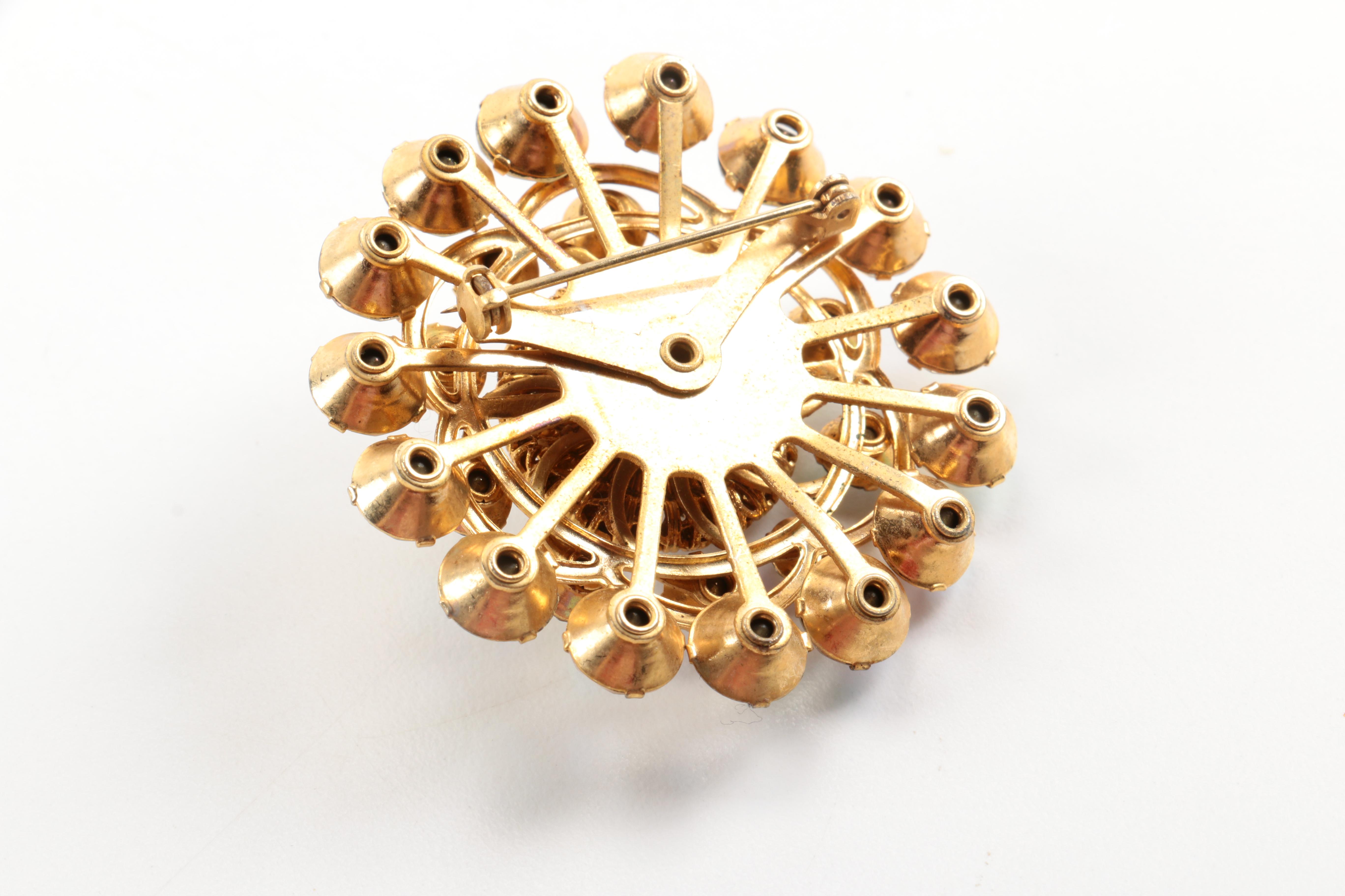 Assorted Gold Tone Jewelry With Aurora Borealis Rhinestones