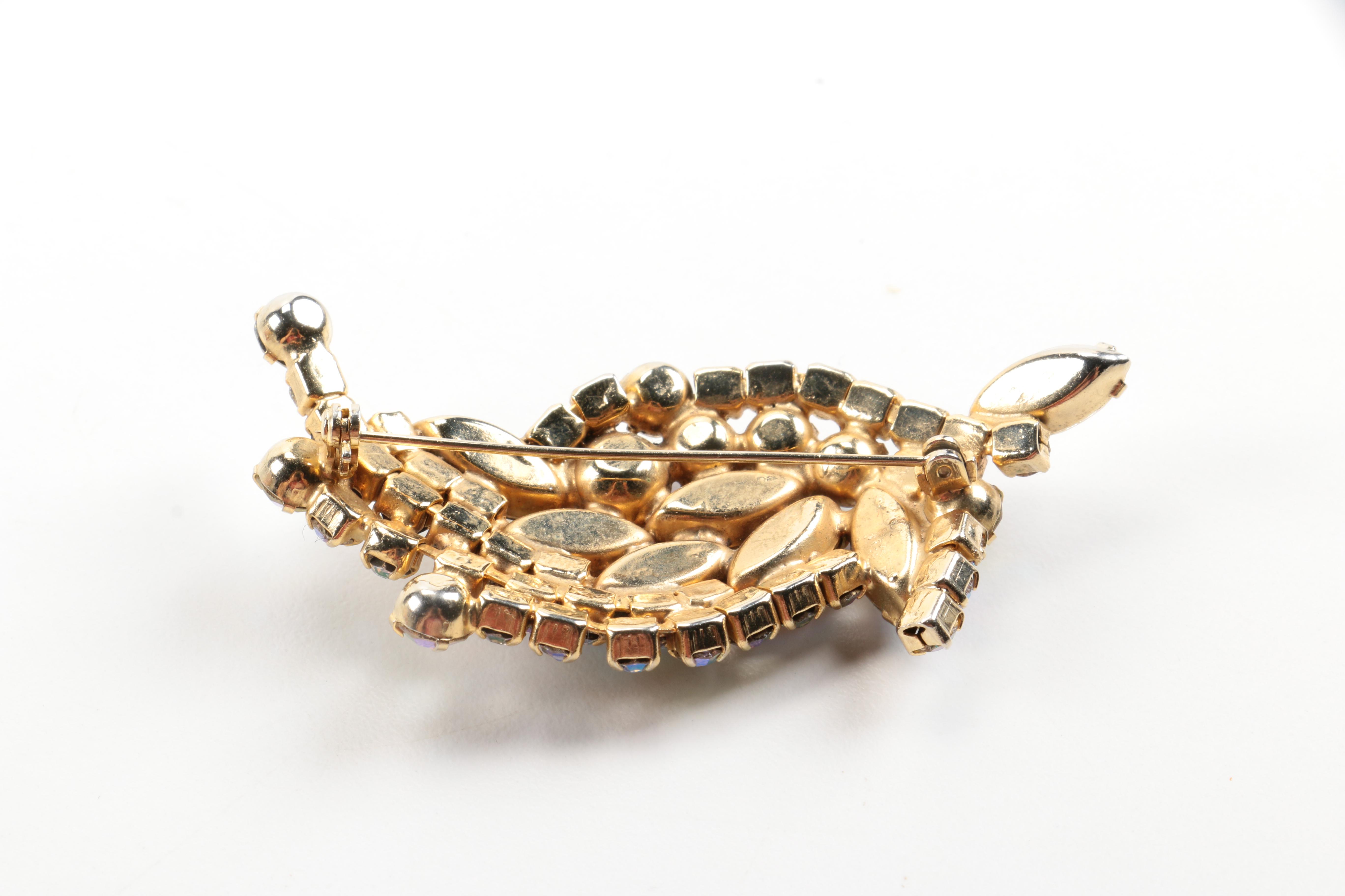 Assorted Gold Tone Jewelry With Aurora Borealis Rhinestones