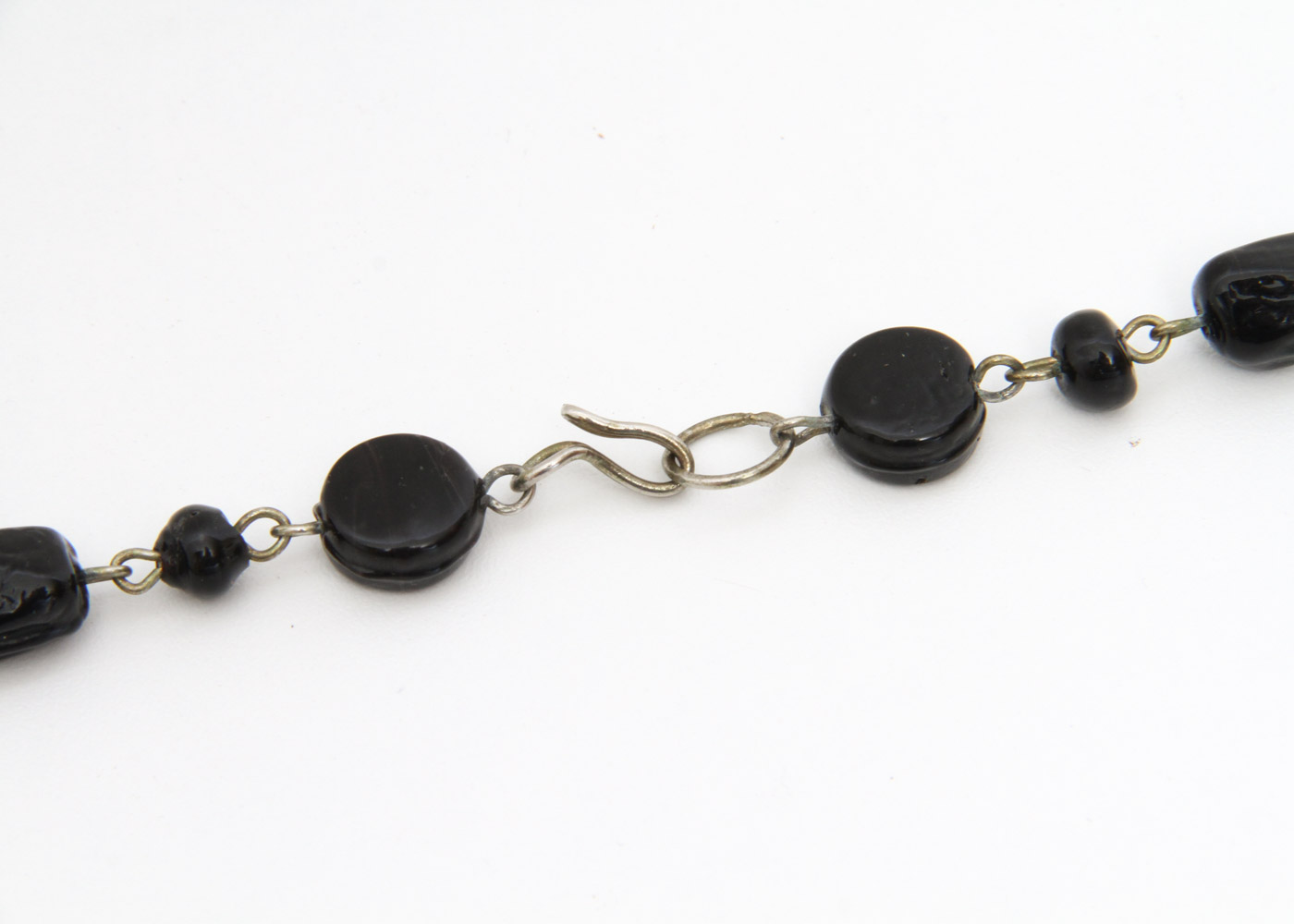 Vintage Molded Murano Black Glass Beaded Necklace