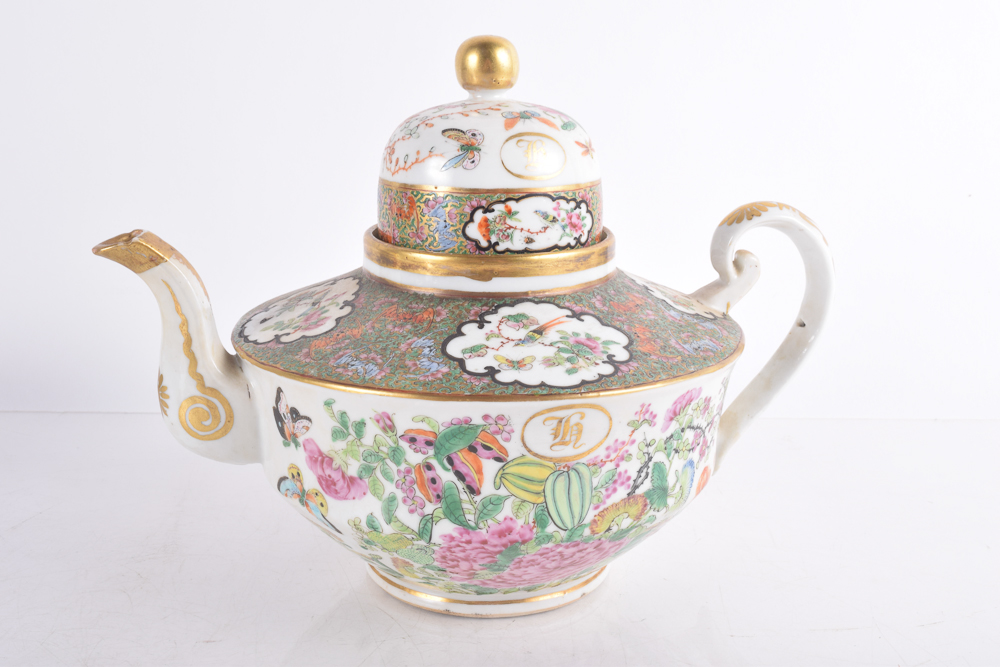 Antique Monogrammed Chinese Export Tea Set